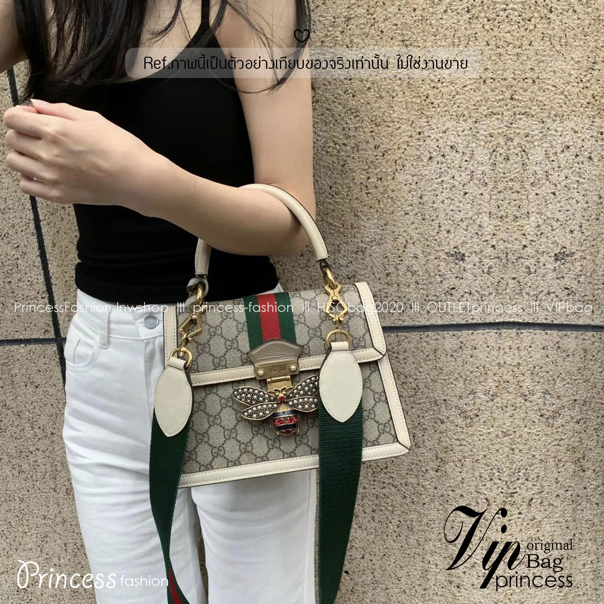 GUCCI Queen Margaret Bee top handle bag กระเป๋าถือลิมิเต็ดด้วยตัวกดล็อครูปผึ้งประดับมุกสวยหรูโดดเด่น มาพร้อมสะพายข้างสปอร์ต ดีไซน์สวยไม่ซ้ำใคร
