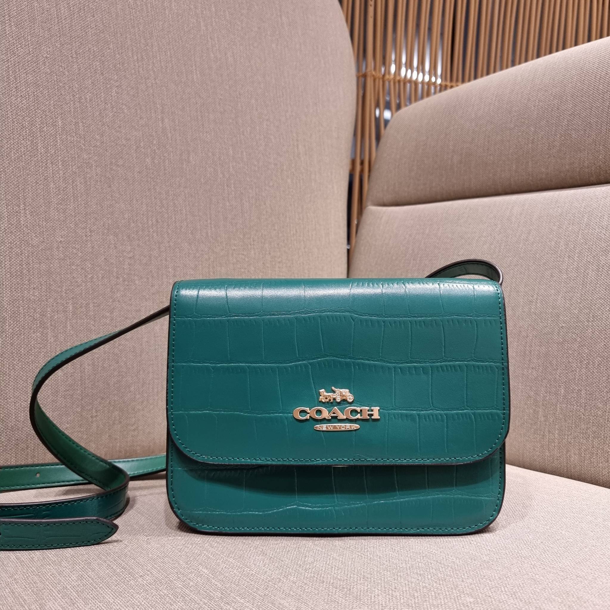 COACH C5631 BRYNN FLAP CROSSBODY แซ่บที่สุด ใหม่ที่สุด!! คอลเลคชั่นใหม่!! มองยังไงก็หลงรักละสายตาไม่ไหว กระเป๋าสะพายข้างลุคไฮน์ ที่ดีไซน์ออกมาได้ปัง และดูแพงมากๆ ด้วยดีเทลคลาสสิค รูปทรงใช้งานง่าย เรียบๆแต่มีดีเทล วัสดุหนังลายจระเข้ สวยม้าก!!! เปิด-ปิดด้วย