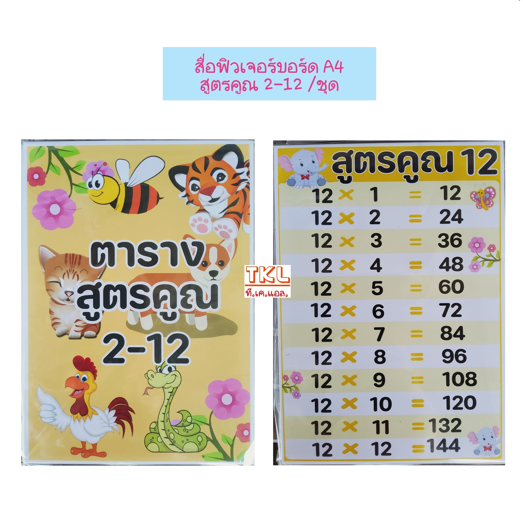 สูตรคูณ A4 (12ผ) สื่อการสอน ฟิวเจอร์บอร์ด