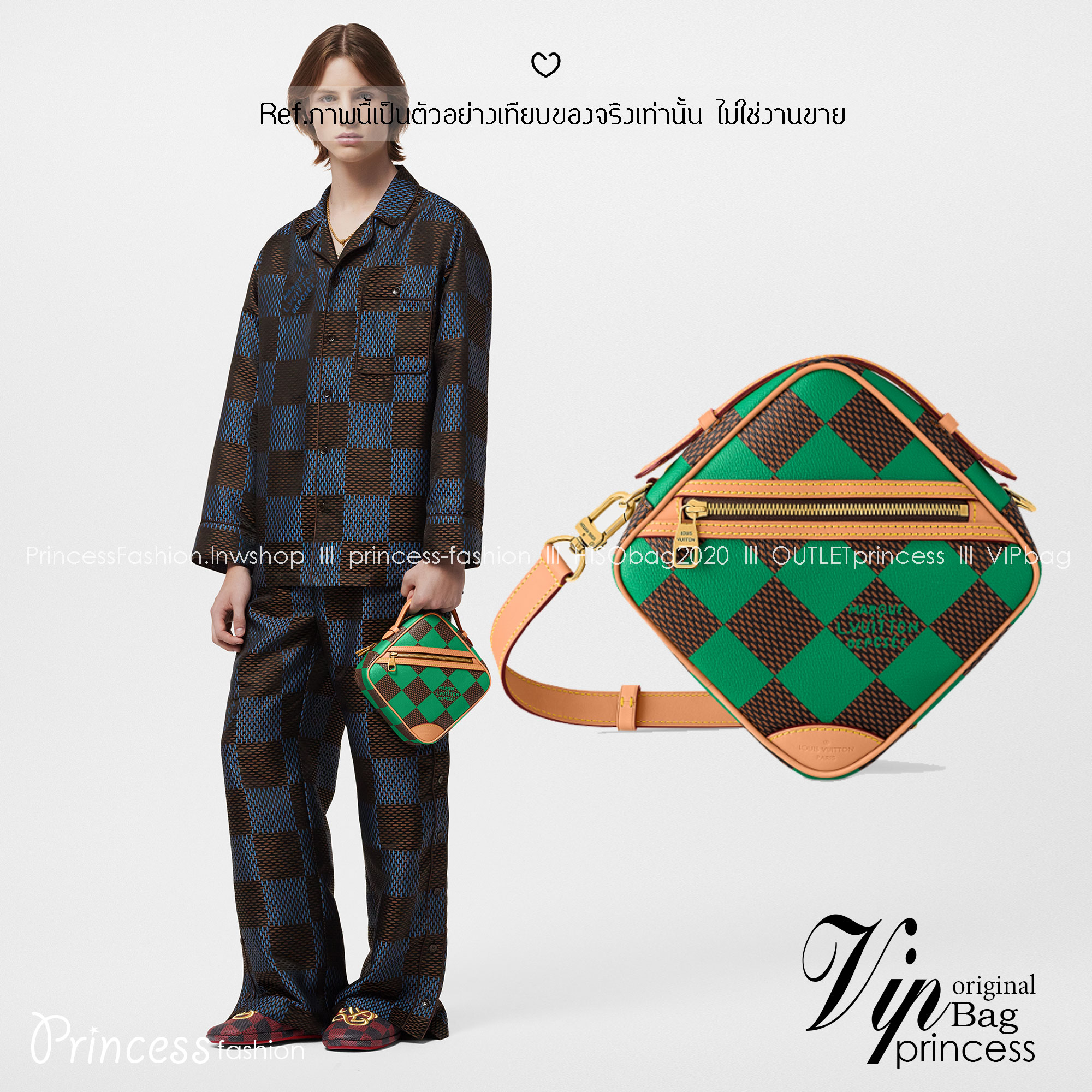 LV Chess Messenger Bag Jaune Mat / Green / Red / Blue กระเป๋าสะพายแมสเซนเจอร์ทรงเหลี่ยมรุ่นใหม่ ลายตารางหมากรุก Damier เอกลักษณ์ของความหรู โทนสีสดใสมีชีวิตชีวา ปรับลุคปัง กับการมาของความไฮคลาสรูปแบบใหม่ สุดไอโคนิค