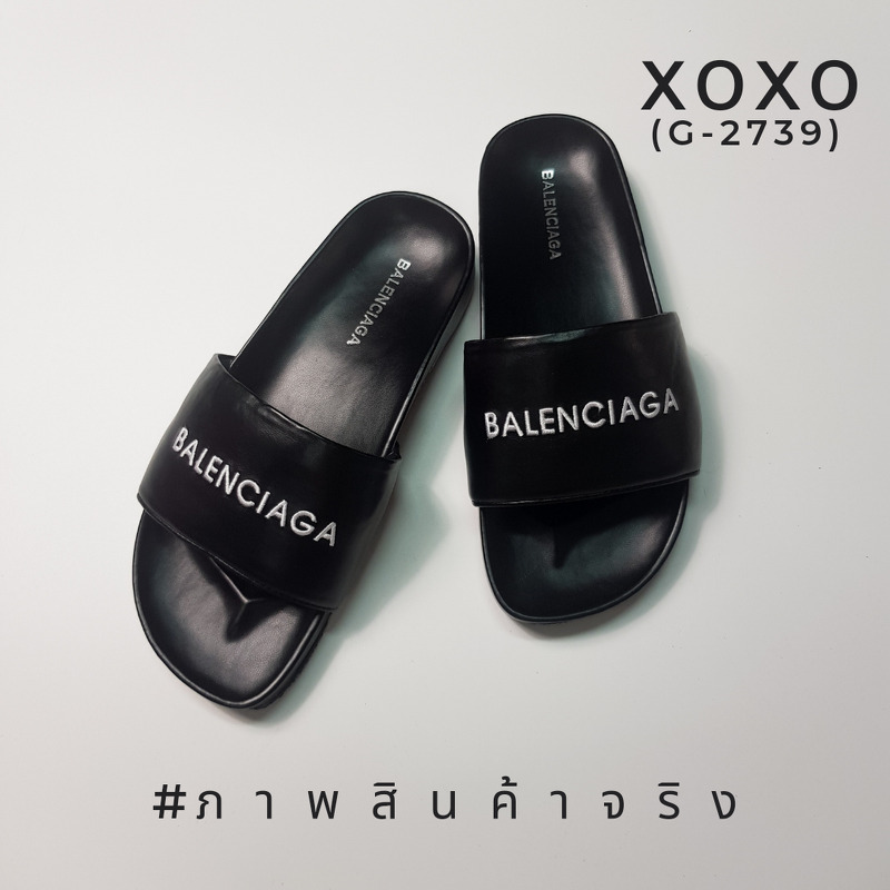 Balenciaga Sandels แตะชิค ใส่สบาย เรียบ หรู ดูแพงเกินราคาขาย วัสดุหนัง PU งานปักแบรนด์ งานสวย เรียบร้อย