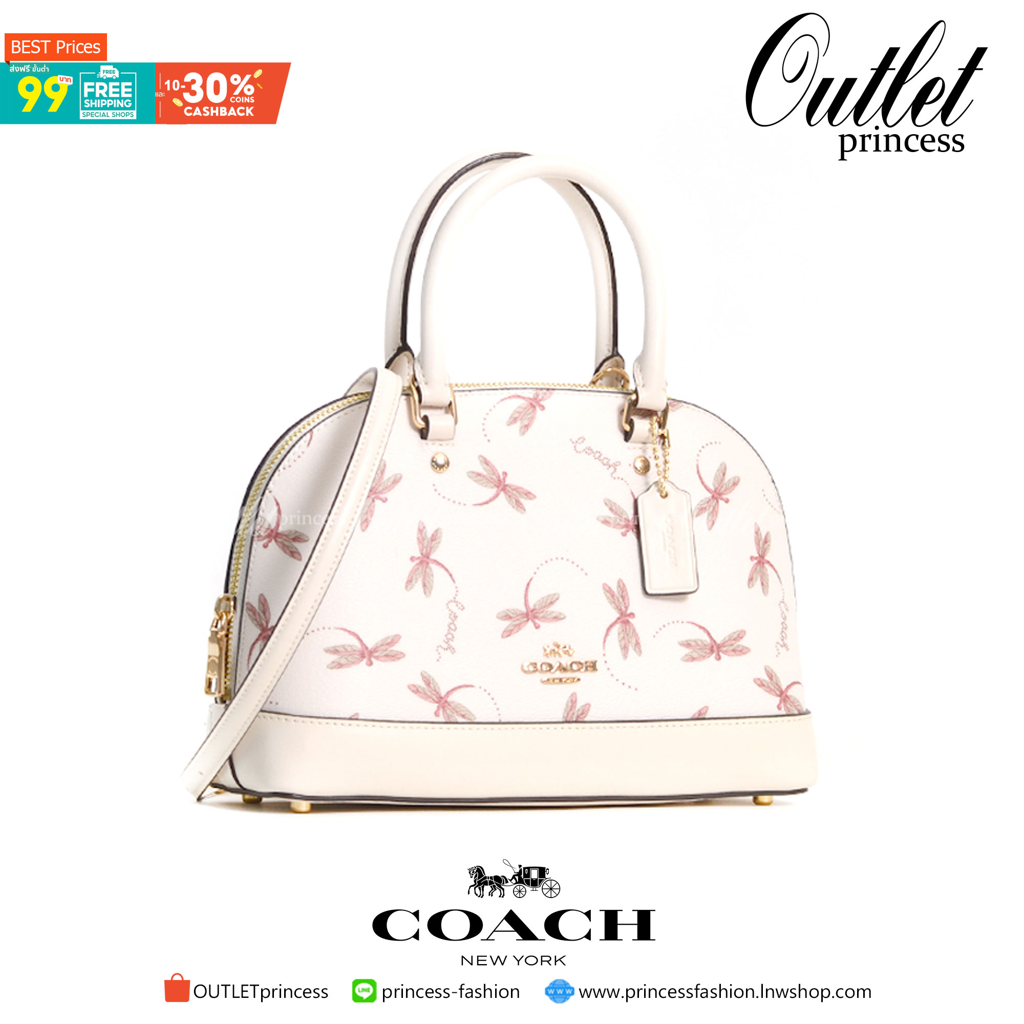 COACH MINI SIERRA SATCHEL WITH DRAGONFLY PRINT (F78728) พร้อมส่งที่ไทย รุ่นต้องมีค่ะ! กระเป๋าทรงโดม หนังแท้นิ่ม น้ำหนักเบาคะ 🦋ตัวกระเป๋าลายแมลงปอทั้งใบ สวยมากๆค่ะ