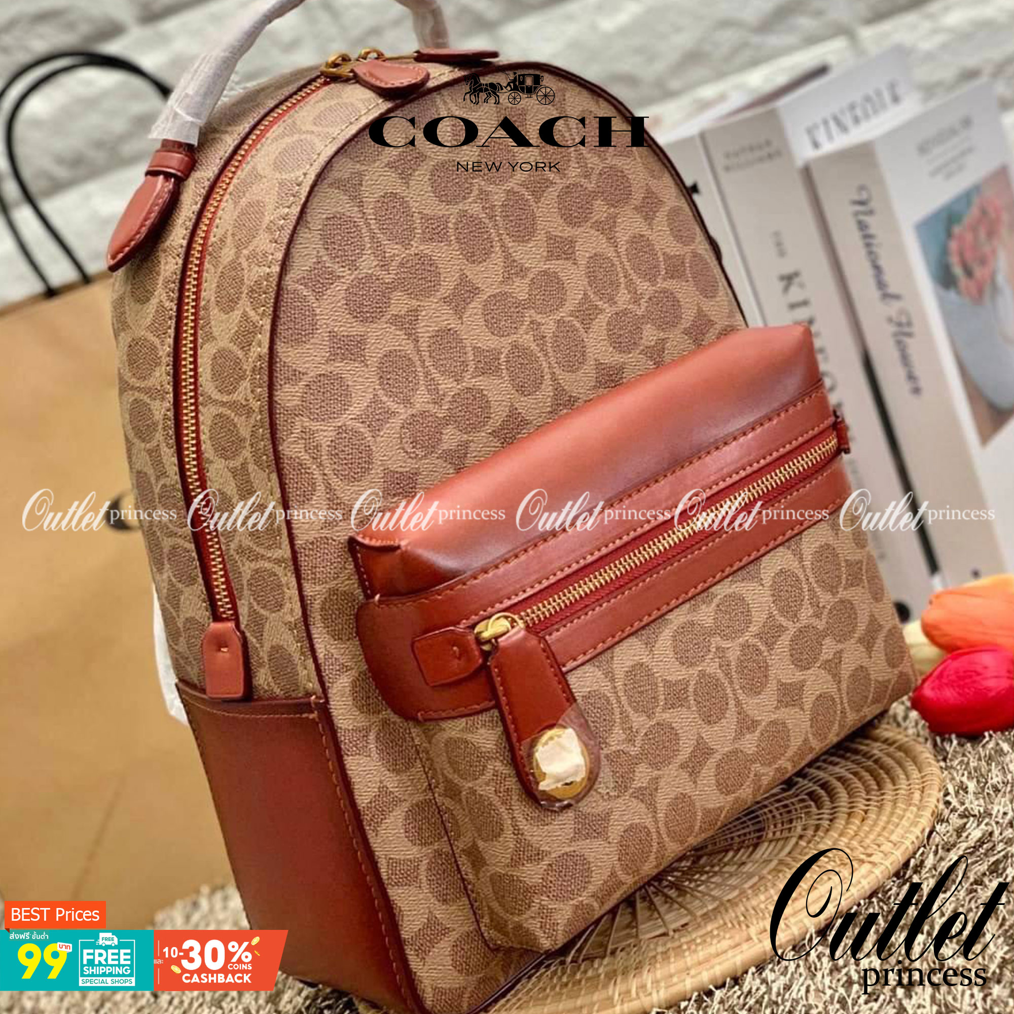 COACH CAMPUS BACKPACK IN SIGNATURE BAG ((32715)) LARGE พร้อมส่งอีกครั้ง ((ใบใหญ่)) ห้ามพลาด! กระเป๋าสะพายหลังแบบมีหูหิ้วได้ หนังแท้อย่างดี ลายหนังสวย สีหนังคลาสสิค ดูดีมากๆค่ะ ด้านหน้ามีช่องซิปขนาดกลางใส่มือถือหรือของจุกจิกได้ เปิดปิดกระเป๋าแบบซิปคู่ ภายใ