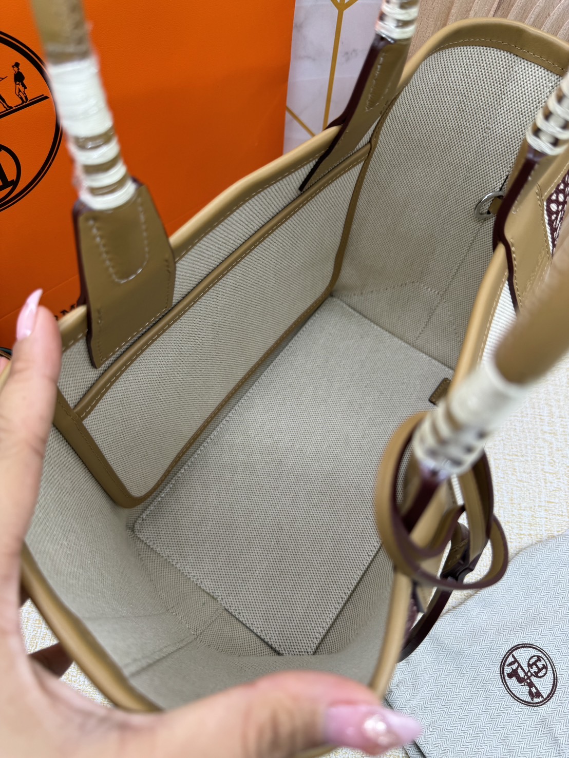 HERMES Steeple Tote Bag / H Steeple canvas tote bag 30cm กระเป๋าทรงโท้ทแคนวาสอย่างดี พิมพ์ลายคมชัด ลายใหม่สวยหรู เกรดออริ สลับแท้