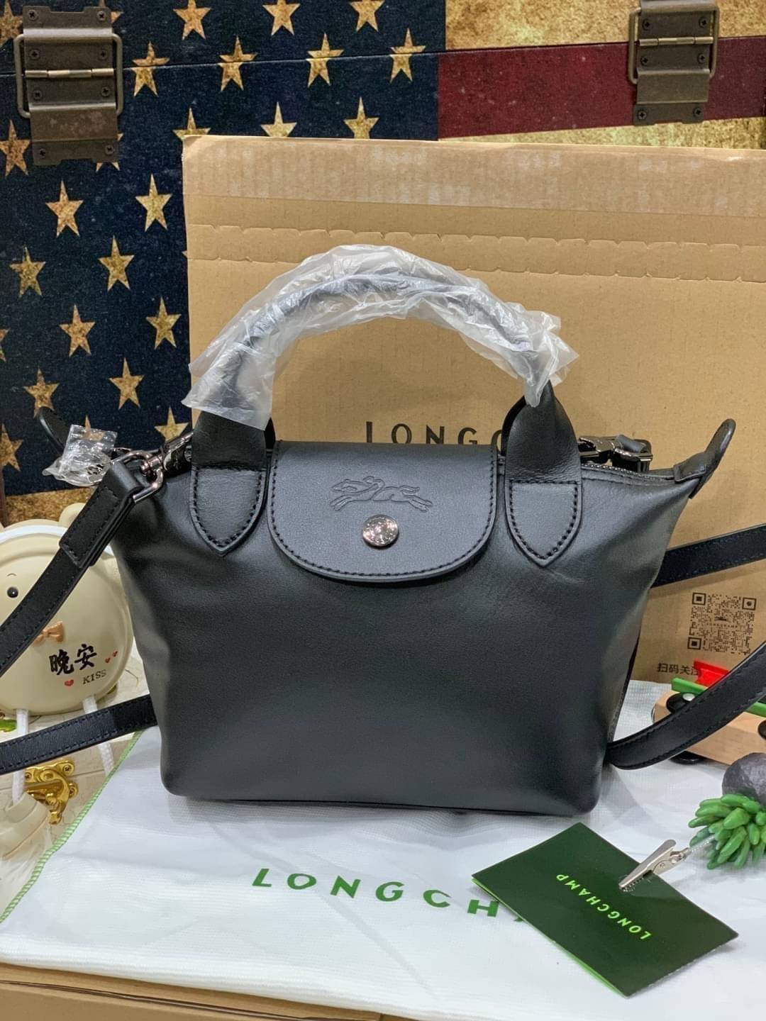 ของแท้ 100% Longchamp LE PLIAGE CUIR TOP HANDLE BAG Color: Black,Orange,Sienna, Navy,Nordic,Grey,Lichen