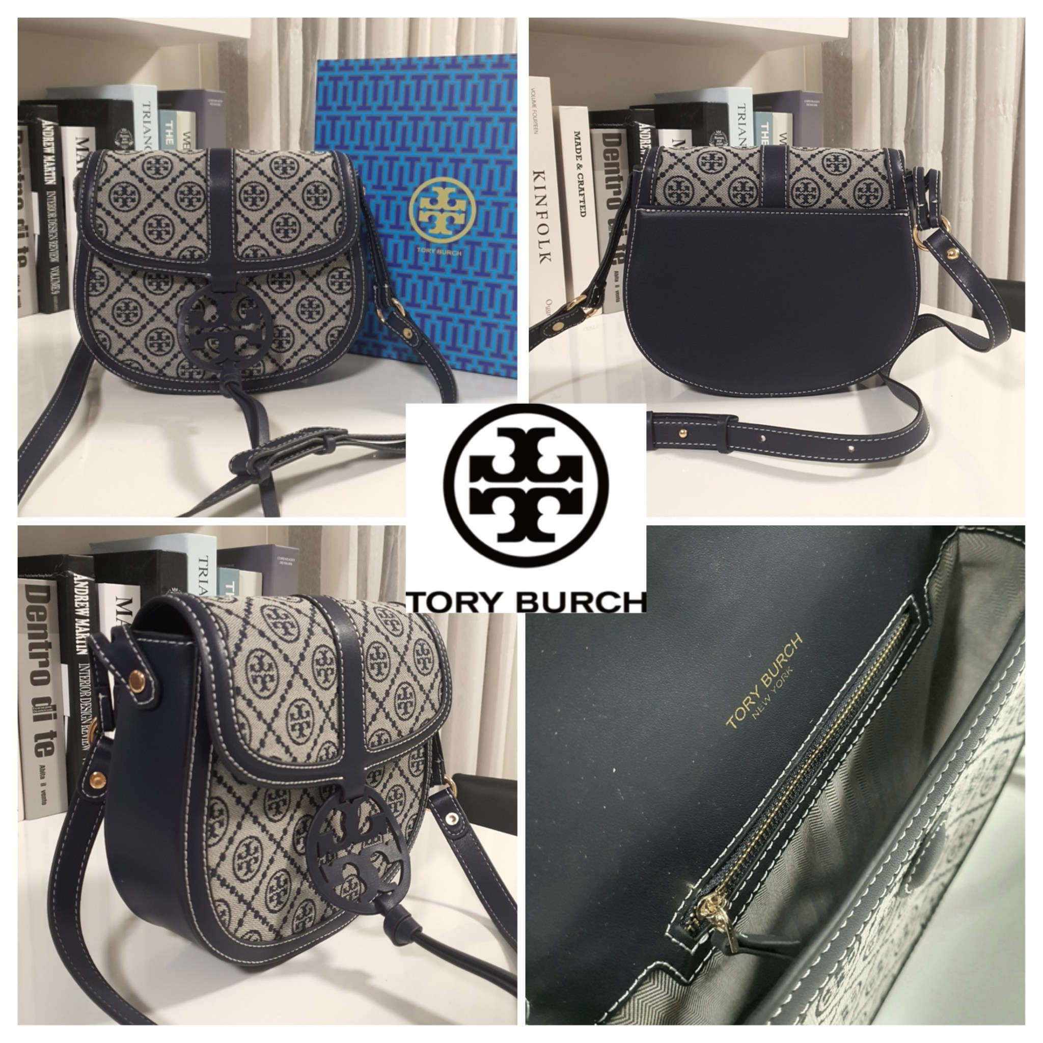 ของแท้ 💯% 】Tory Burch Monogram Crossbody Bag กระเป๋าที่ใช้เป็น Everyday Bag สามารถใช้งานได้บ่อยครั้งและสามารถสะพายไปทำกิจกรรมต่าง ๆ ได้ทุกวันตัวกระเป๋าอยู่ทรงสวย