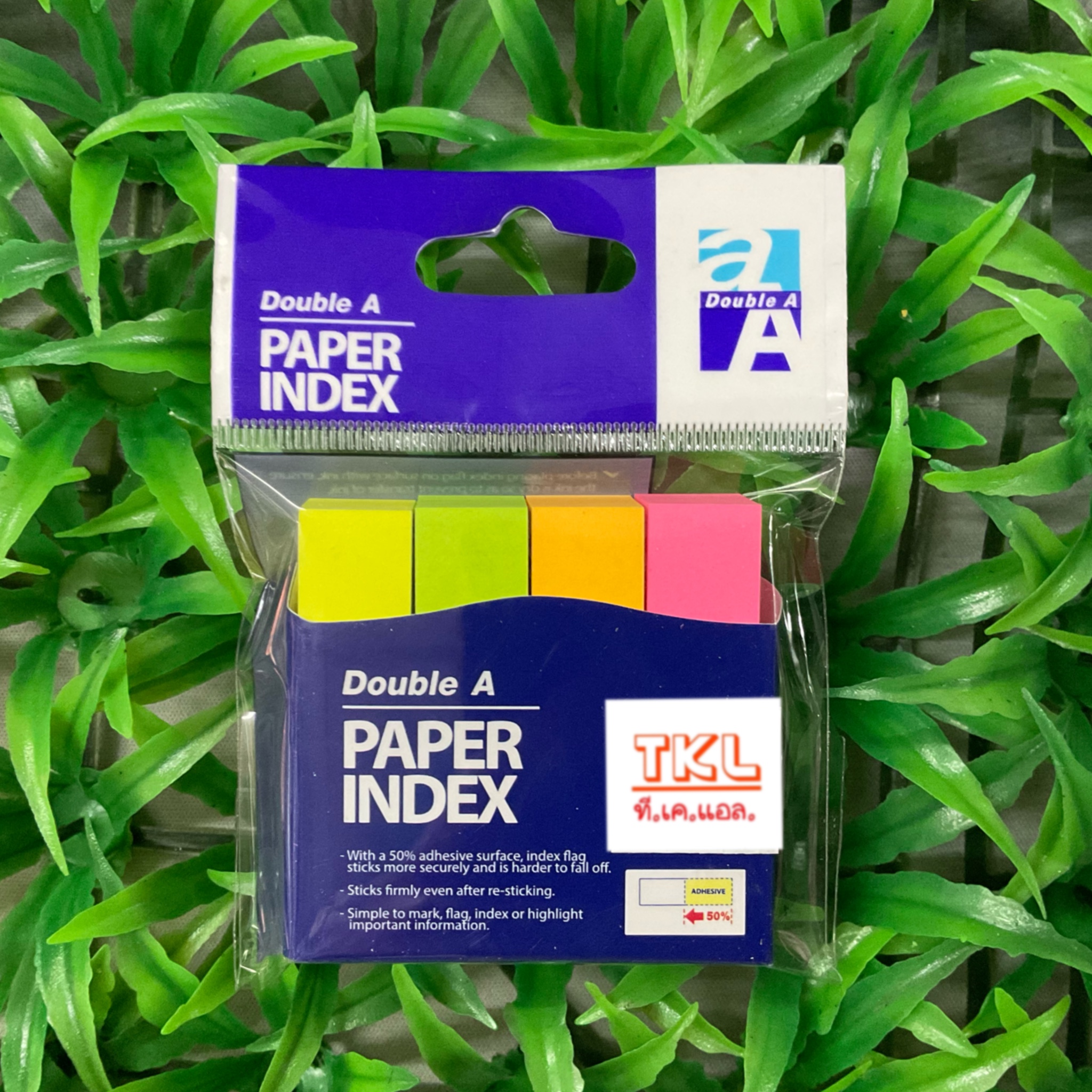 กระดาษโน๊ตกาวในตัว Double A INDEX 4 สี 2x0.5 นิ้ว 400 แผ่น คละสีนีออน