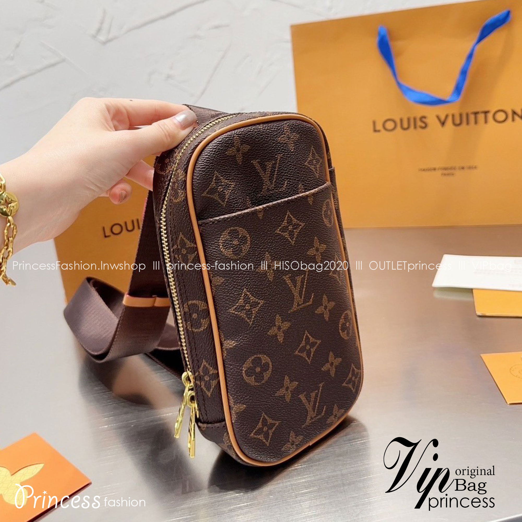 LV monogram pochette Gange Crossbody Bag / LV BELT BAG พร้อมส่ง กระเป๋าคาดอกลายโมโนแกรม ขนาดกะทัดรัด ใช้ได้ทั้งชายหญิง