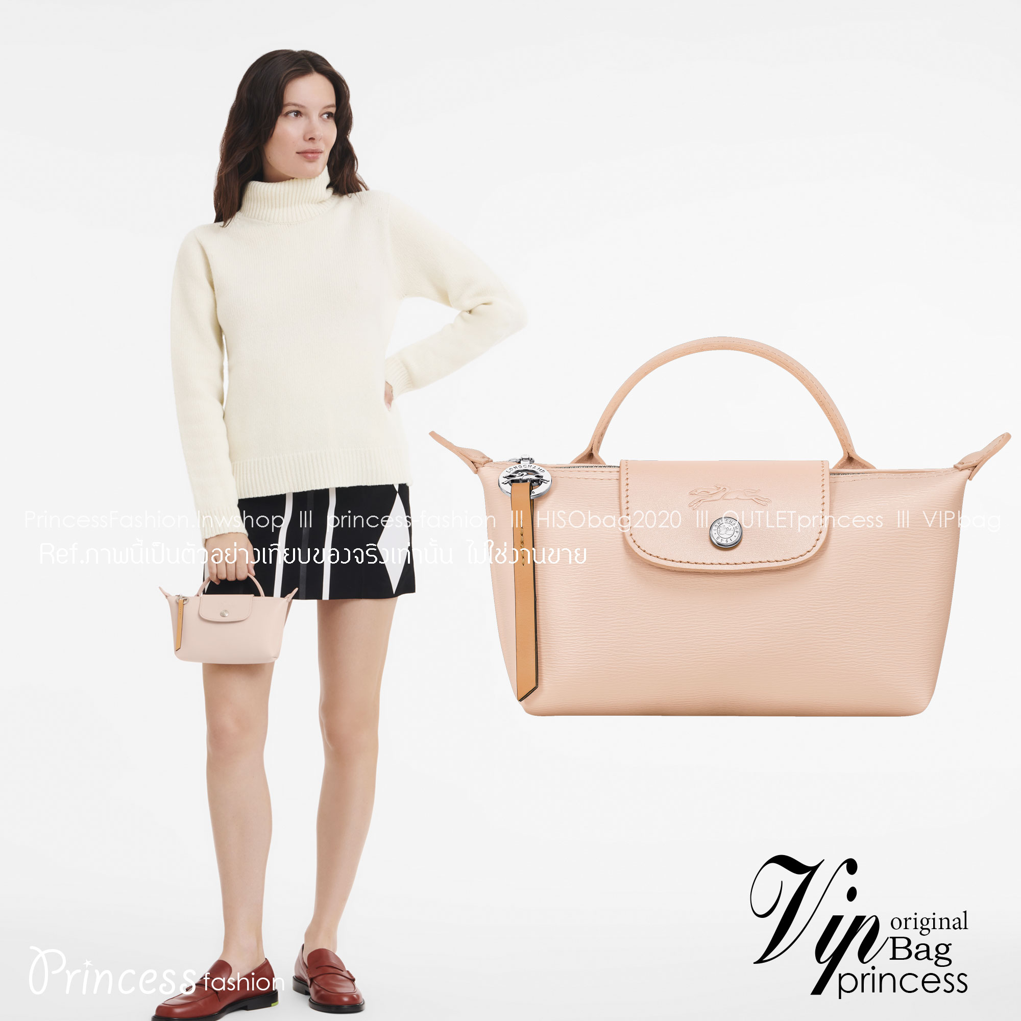 LONGCHAMP LE PLIAGE CITY POUCH WITH HANDLE Taupe - Canvas (ไม่มีสายยาว) กระเป๋าเครื่องสำอางแบบมีซิปพร้อมหูหิ้วใบนี้เหมาะสำหรับการจัดระเบียบกระเป๋าของคุณ