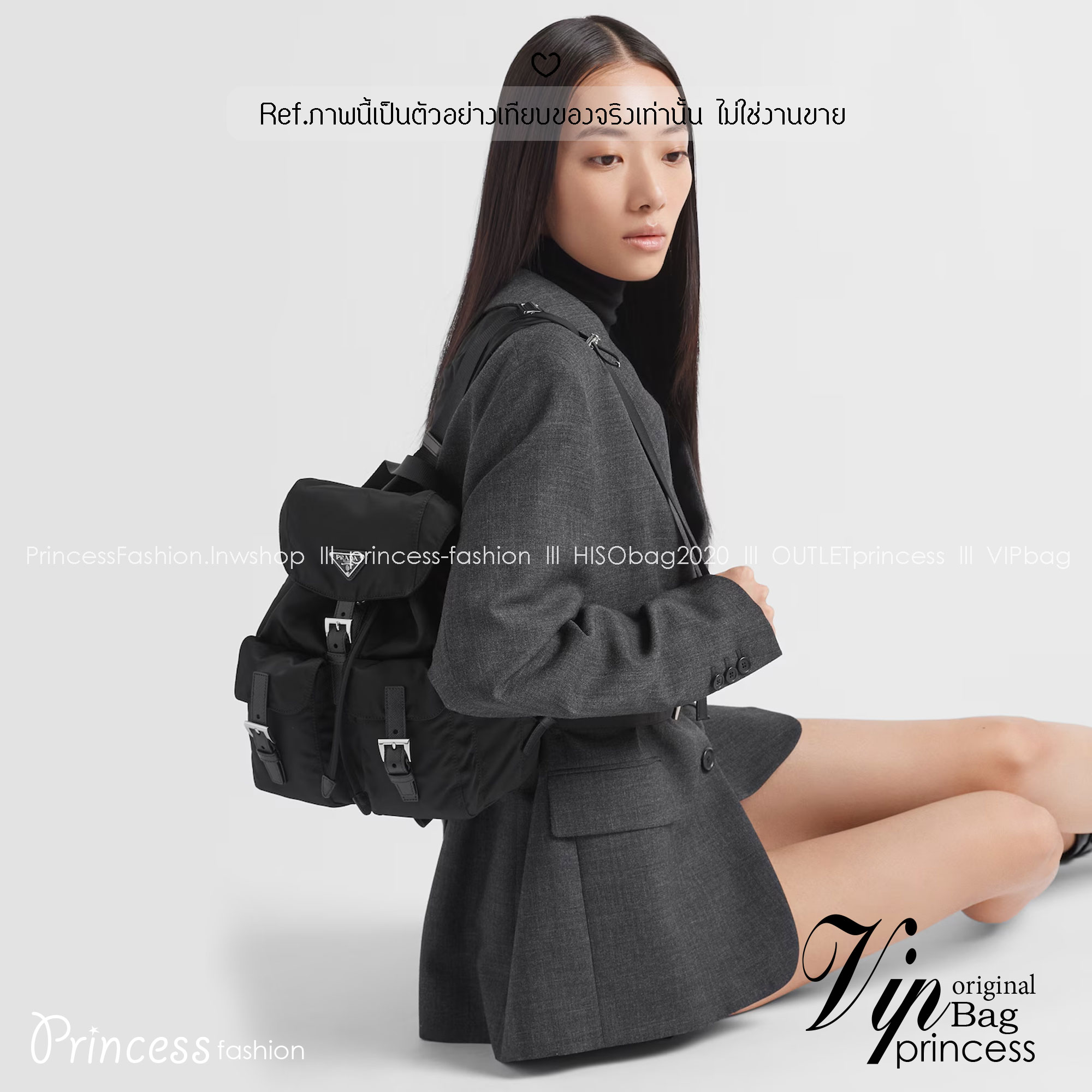 หนังแท้ | Prada Small Re-Nylon backpack กระเป๋าเป้สะพายหลังไนลอน สัมผัสความหรูหราคลาสสิก ดีไซน์เรียบง่ายทันสมัย พร้อมใบลูก สะดวกใช้งาน
