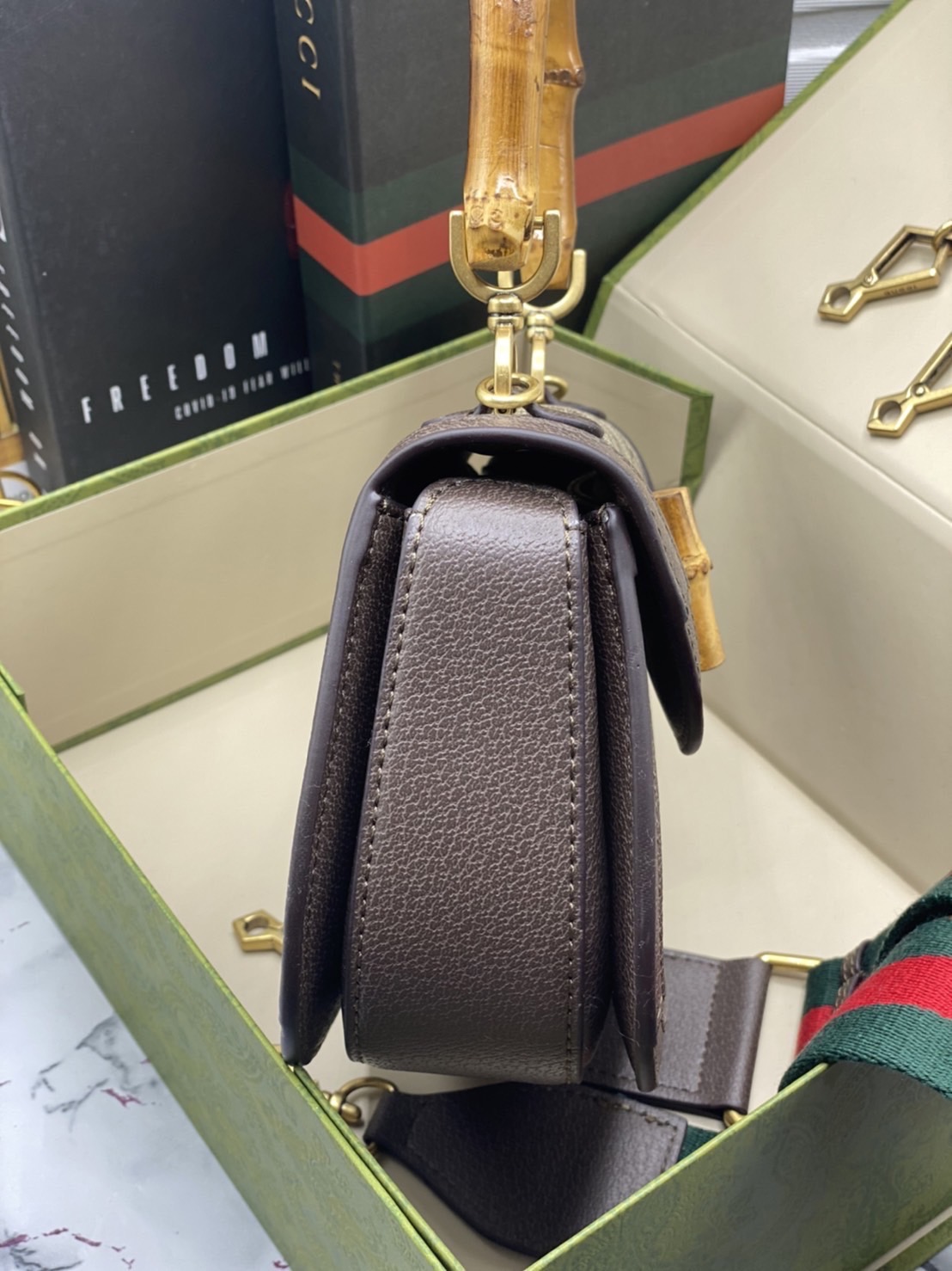 หนังแท้ Gucci Bamboo 1947 small top handle bag พร้อมส่งที่ไทย