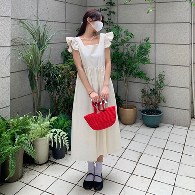 พร้อมส่ง 🩰🍅 Cafune dress เดรสแขนกุดสีขาวแต่งปีกแขน (IN37540)