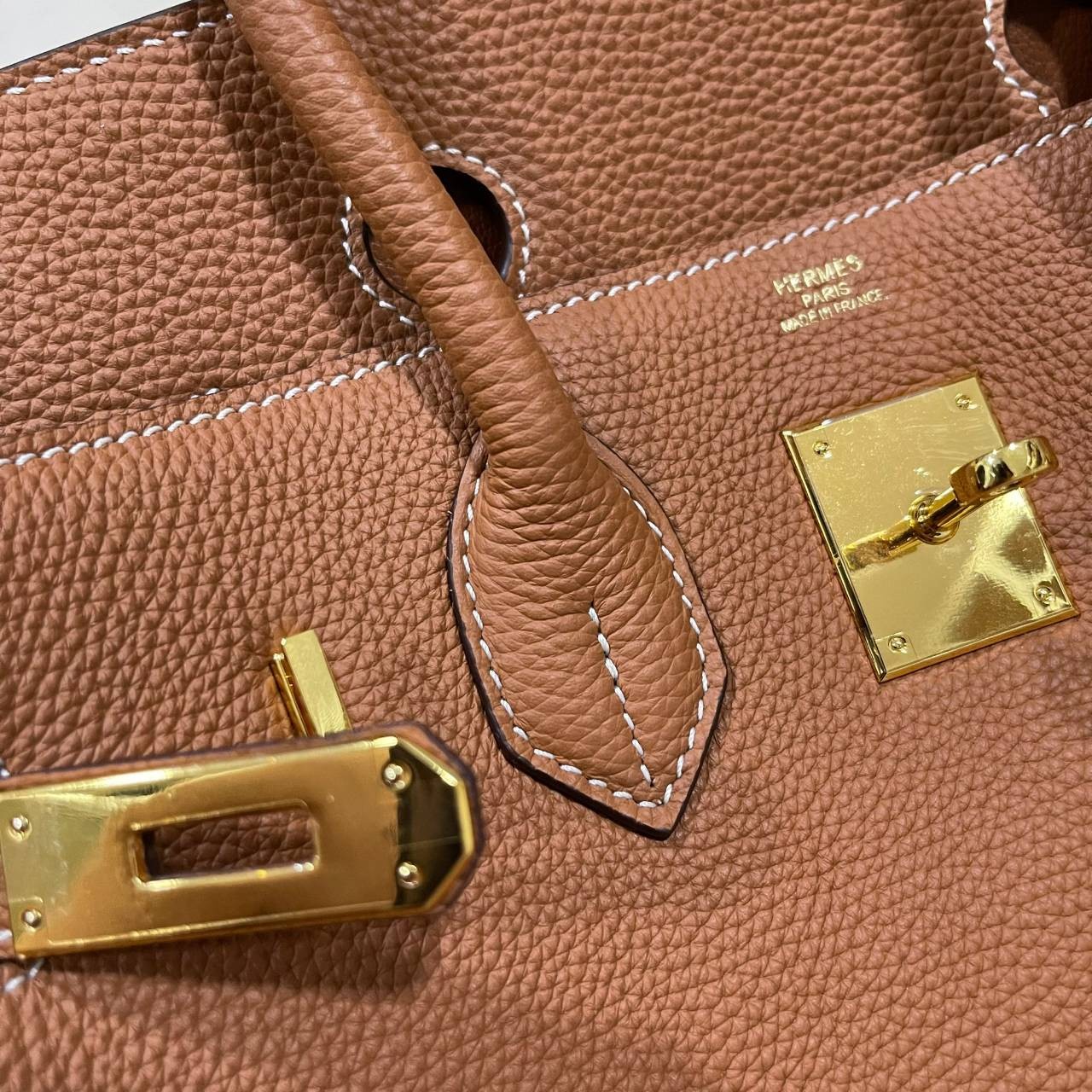 หนังแท้ Hermes BIRKIN 25CM epsom in MAUVSSYLESTE COLOR FULL HANDMADE GOLD HARDWARE เกรดออริจินอล ภาพสินค้าถ่ายจากงานขายจริง