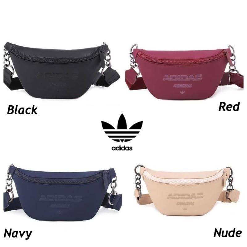 Adidas polyester waist bag รุ่นใหม่ชนช้อป!! กระเป๋าสะพายคาดอกหรือคาดเอวสไตล์สปอร์ต วัสดุหนังpu น้ำหนักเบา ใช้งานง่ายสะดวก มีช่องซิปใช้งานทั้งบนสายปรับได้ยาวถึง96cm ดีเทลสวยๆเป็นโลโก้ตัวนูนด้านหน้า สายคาดโซ่ต่อหนังดูเก๋มีสไตล์ ใช้งานได้ทั้งคุณผู้ชายและคุณผ