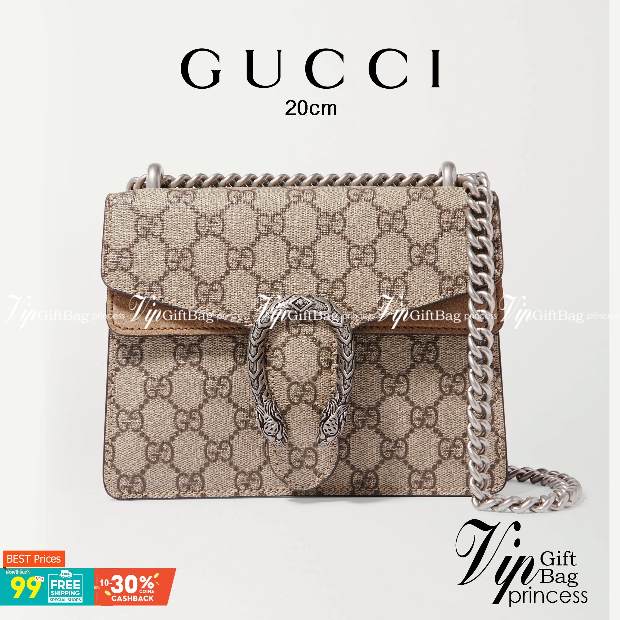 20CM / 7.5" หนังแท้ GUCCI Dionysus GG Supreme mini bag ฮอตไอเท็ม รุ่นนี้ขายดีขายหมด สวยหรู คุณหนู ผู้ดีมาก!! นานๆ มาจะมาน้าา รุ่นหายากค่ะ กระเป๋าสะพายข้าง ดีไซน์อยู่ทรง ขนาดกำลังสะดวกใช้สำหรับสาว วัสดุหนังแท้เต็มใบ ภายในแบ่งสัดส่วนได้เป็นอย่างดี งานจ