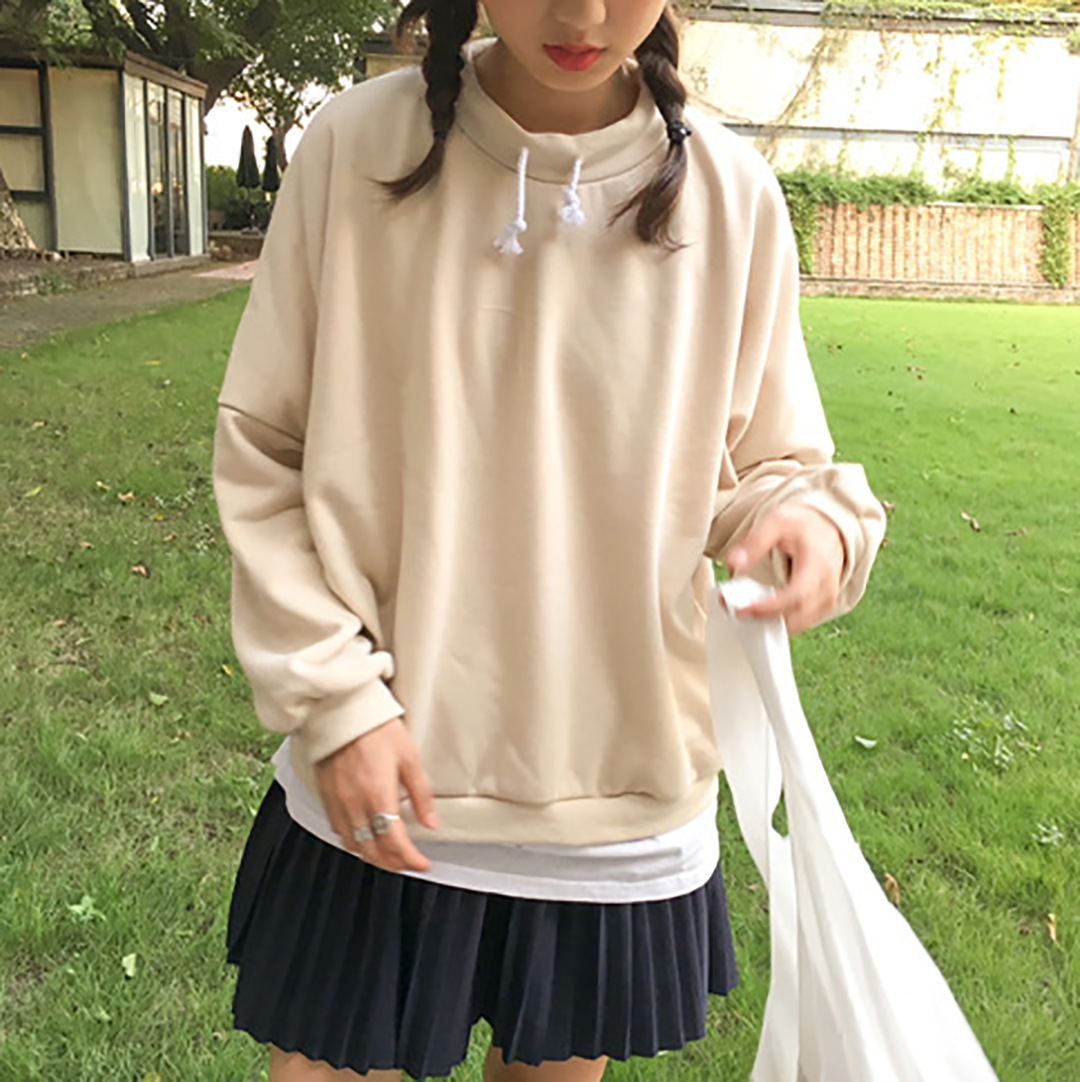 พร้อมส่ง 3 สี 🍟 Harper sweater สเวตเตอร์แขนยาวสีพื้นมีฮู้ดทรงสวย (32474)