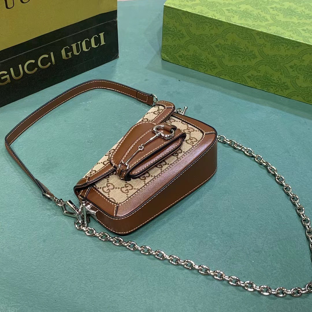 7.5" GUCCI HORSEBIT 1955 MINI SHOULDER BAG by an asymmetrical shape กระเป๋าสะพายไหล่ดีไซส์รูปทรงร่วมสมัย