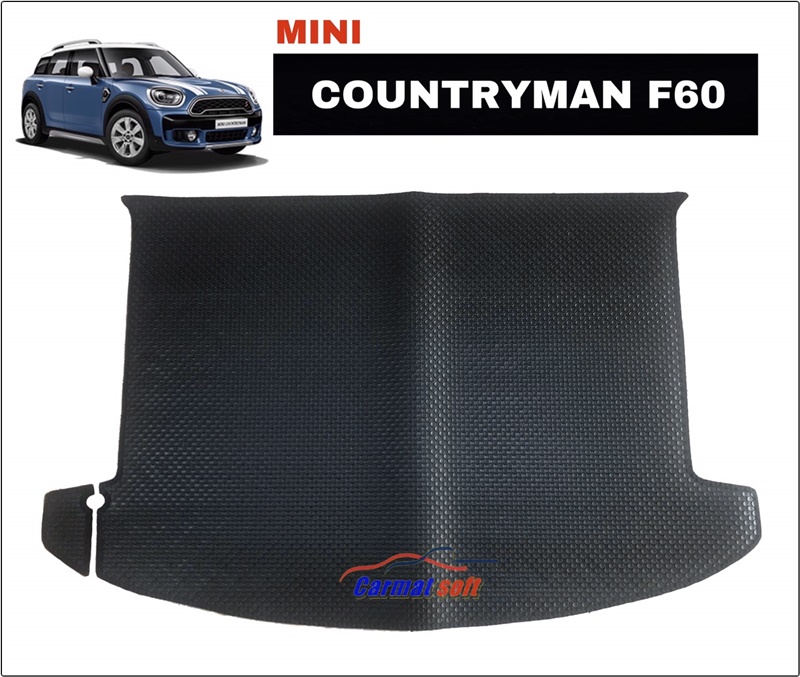 แผ่นปูท้ายรถยนต์MINI Countryman F60 รุ่น MINI MAT กระดุมเม็ดเล็กpvc สีดำ เข้ารูป