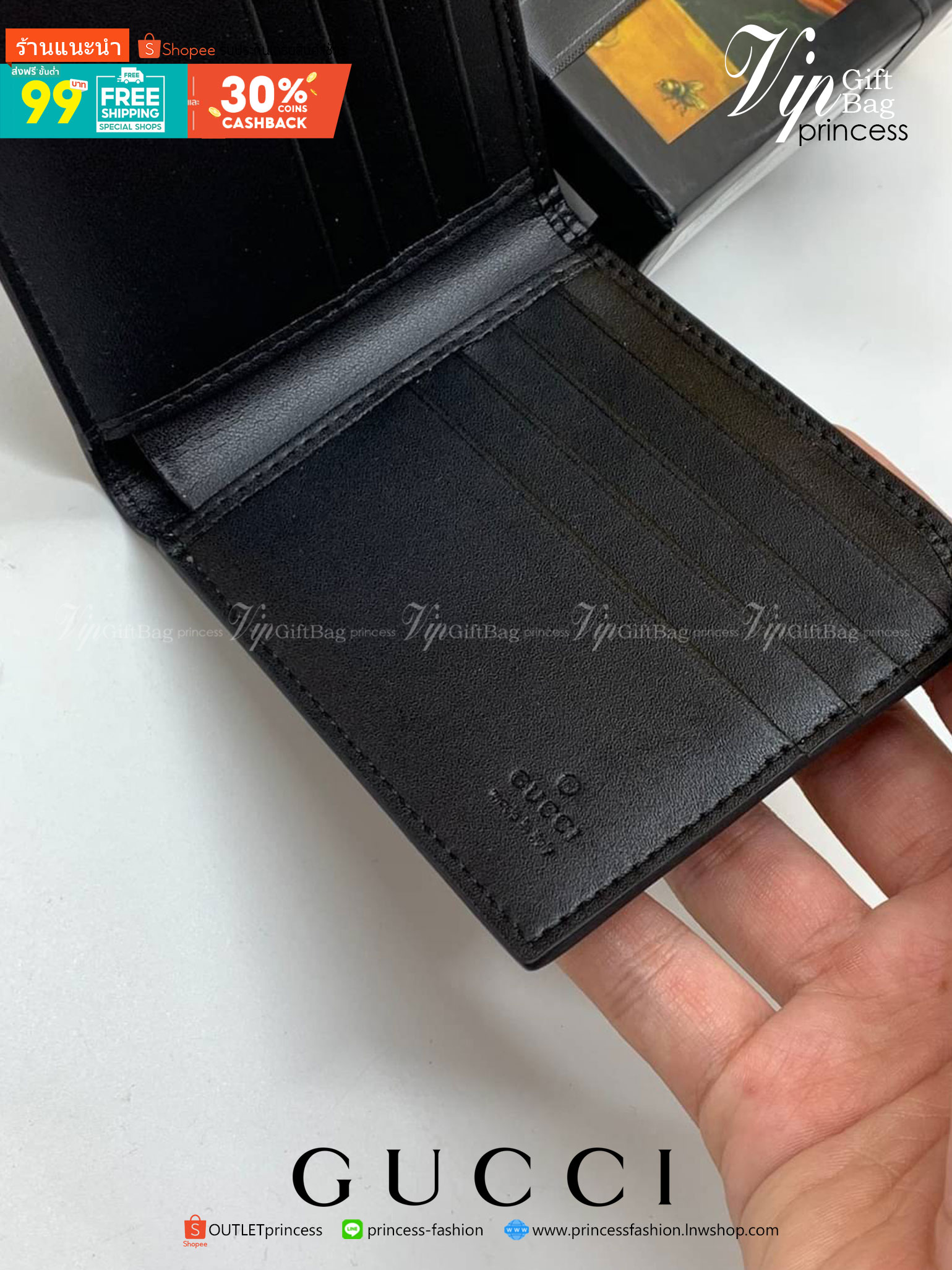 พรีเมี่ยมกิ๊ฟแท้ 100% 】GUCCI PRINT GG SUPREME WALLET in Coated Canvas กระเป๋าสตางค์ และกระเป๋าใส่การ์ด หนังแท้ พิมพ์ลายสวยงามคมชัด ใช้ได้ทั้ง หญิง/ชาย