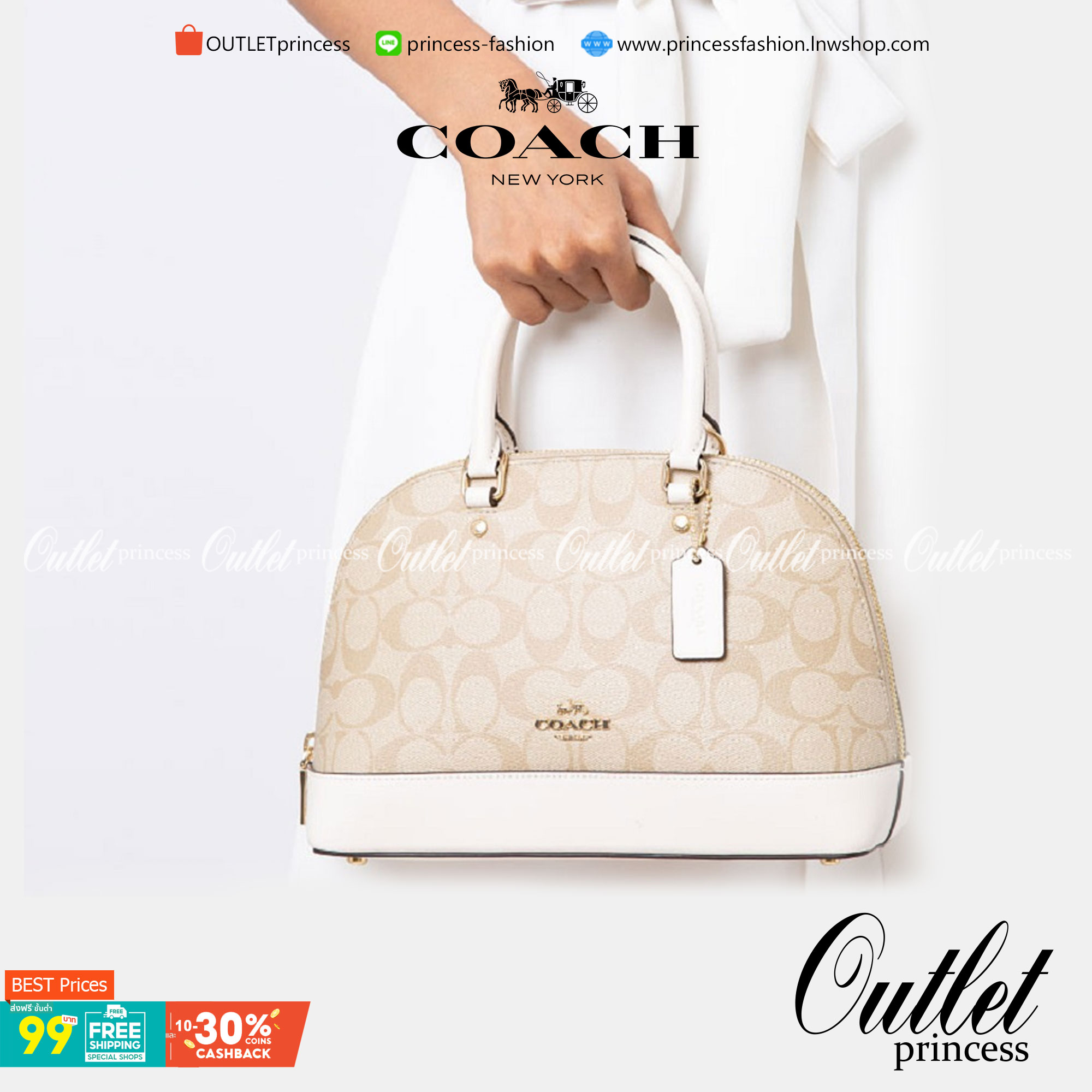 Coach Mini Sierra Signature กระเป๋าถือทรงโดม ภายในกว้างสามารถใส่กระเป๋าเงินเล็ก และมือถือได้ และยังมีช่องซิปเล็ก 1 ช่อง ด้านหลังมีกระเป๋าเล็กเก็บบัตร 1 ช่อง ใครยังไม่มีพลาดไม่ได้แล้วนะคะ