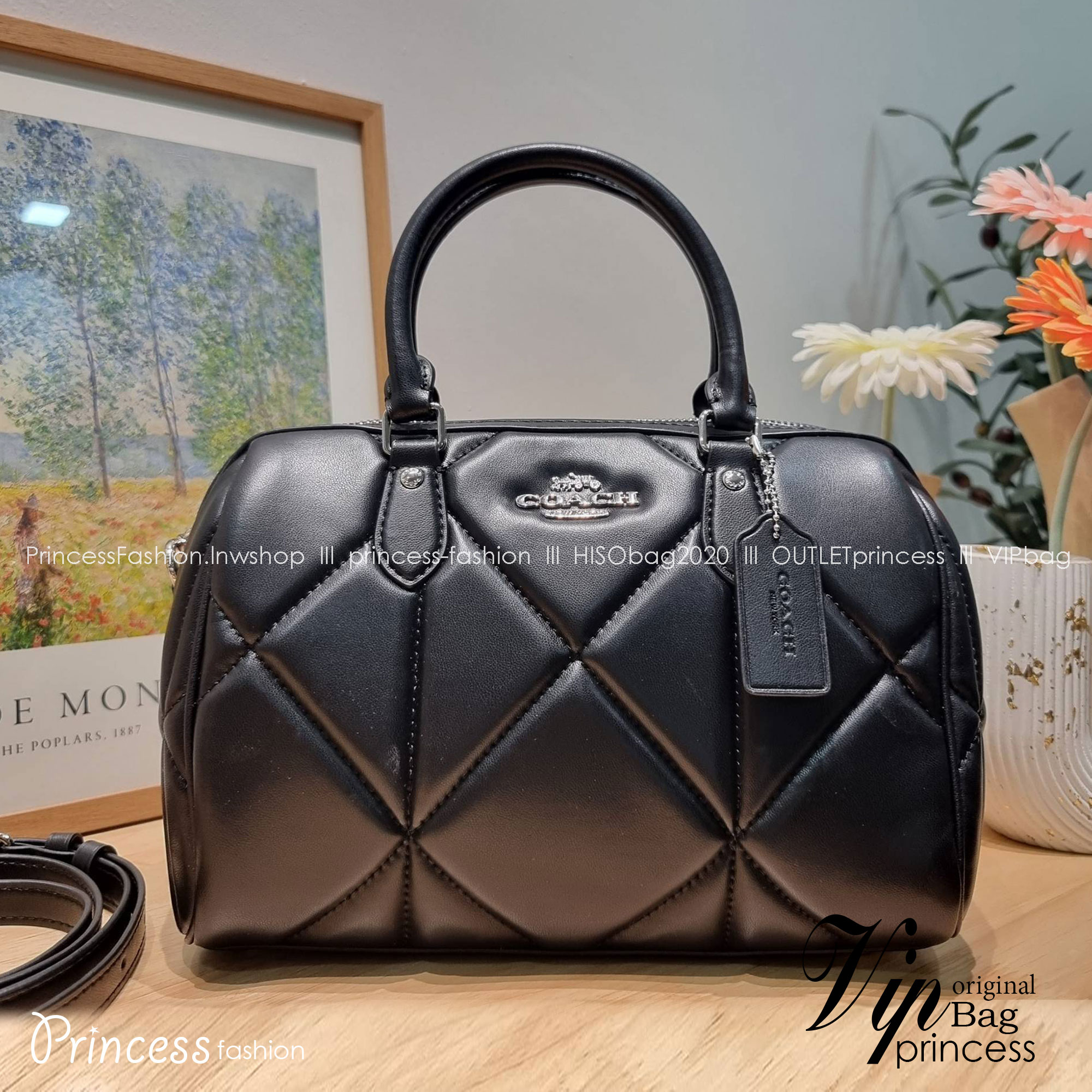 COACH ROWAN SATCHEL WITH PUFFY DIAMOND QUILTING CJ610 พร้อมส่ง กระเป๋าสะพายทรงหมอน ขนาดกำลังสวย คอลเลคชั่นสุดคลาสสิค ที่ดีไซน์เพิ่มความหรู