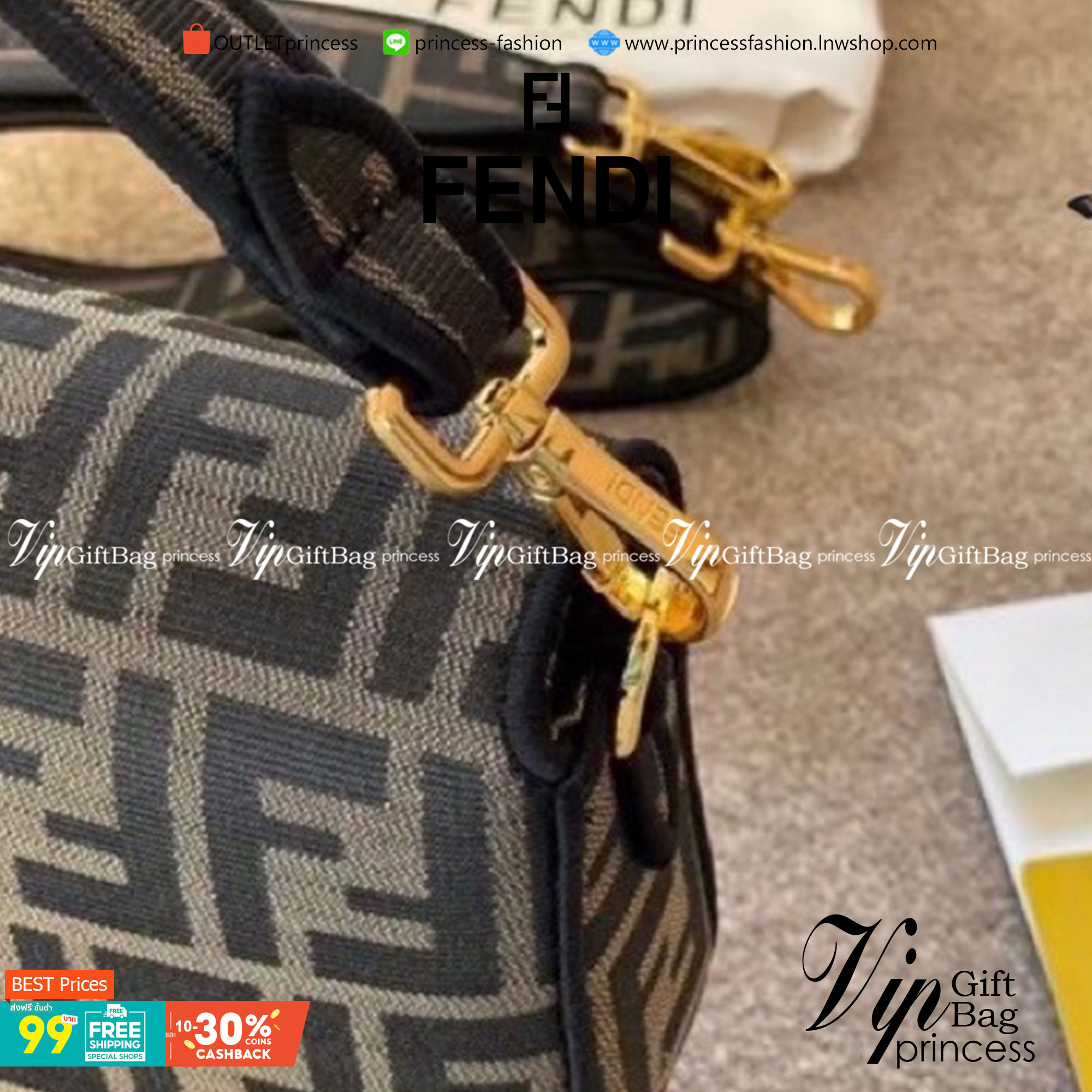 VIP 】FENDI VINTAGE BAGUETTE SHOULDER BAG 2size กระเป๋าสะพายทอลายโมโนแกรม อะไหล่ทองหรูหรา มี 2 ขนาด ทนทาน มาพร้อมสาย 2 แบบ สำหรับคล้องแขน และสายครอสบอดี้ เปิด-ปิดด้วยกระดุมแม่เหล็ก ภายในเป็นช่องโล่ง ใส่โทรศัพท์ พร้อมเสิร์ฟความสวยให้ถึงบ้านจ้า วัสดุผ้าทอลาย