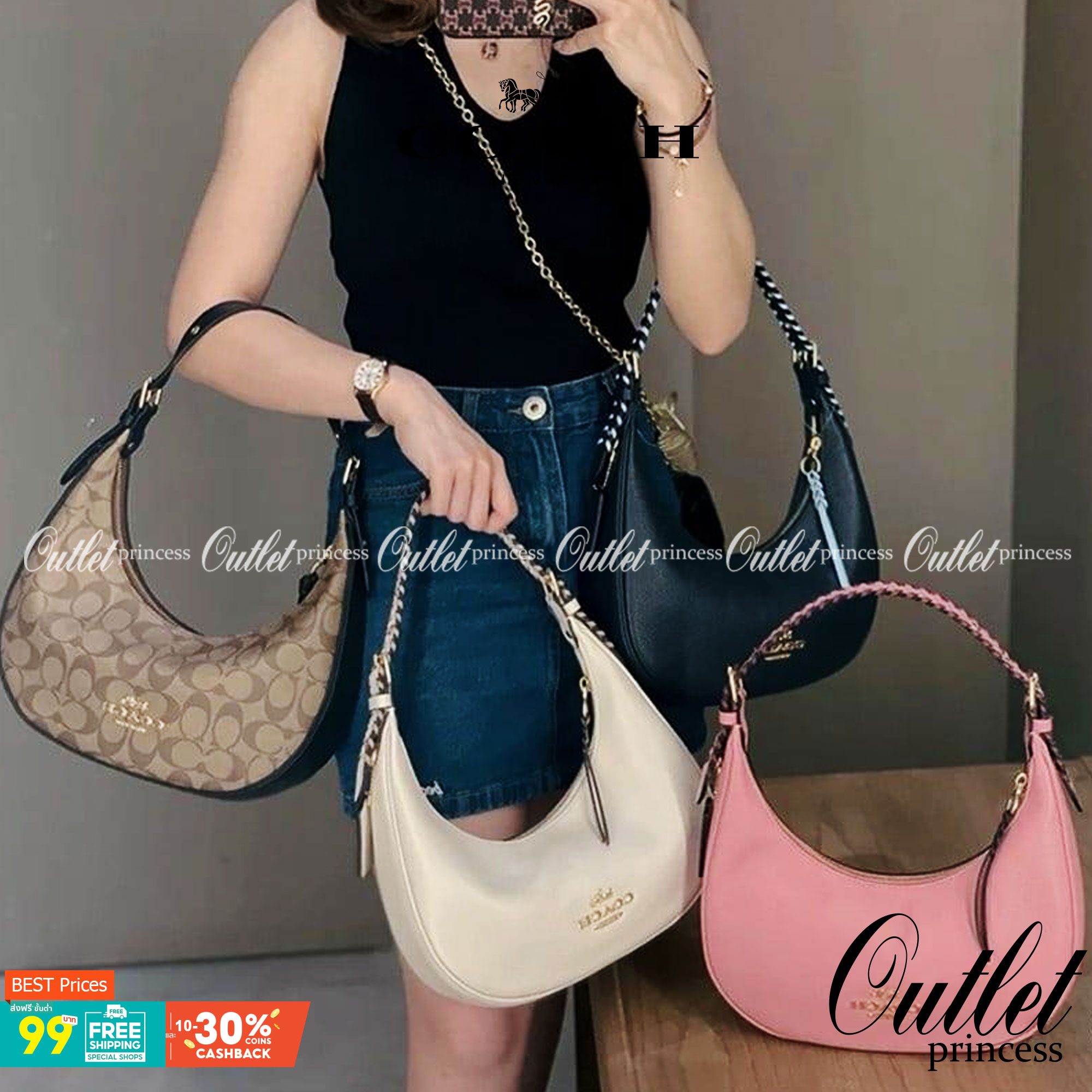 Coach Bailey Hobo With Whipstich Shoulder Bag (coachc1322) กระเป๋าcoach ทรงโค้งใช้แบบหิ้วหรือคล้องไหล่ก็ดูดี ใช้วัสดุหนังแท้ชั้นดี หนังสวยมากๆค่ะ ด้านหน้าใช้อะไหล่แบรนด์ตัวใหญ่ หรู ดูสะดุดตามีเดียว จุดเด่นตรงสายคือร้อยหนังเป็นสีเข้ากับตัวกระเป๋าได้สวยงาม 