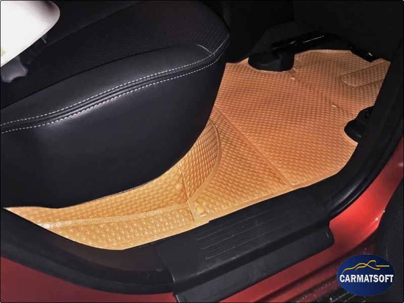 พรมกระดุมเม็ดเล็กรีดขอบ TRITON 4D 2019 สีชามัวร์ เข้ารูป เต็มคัน