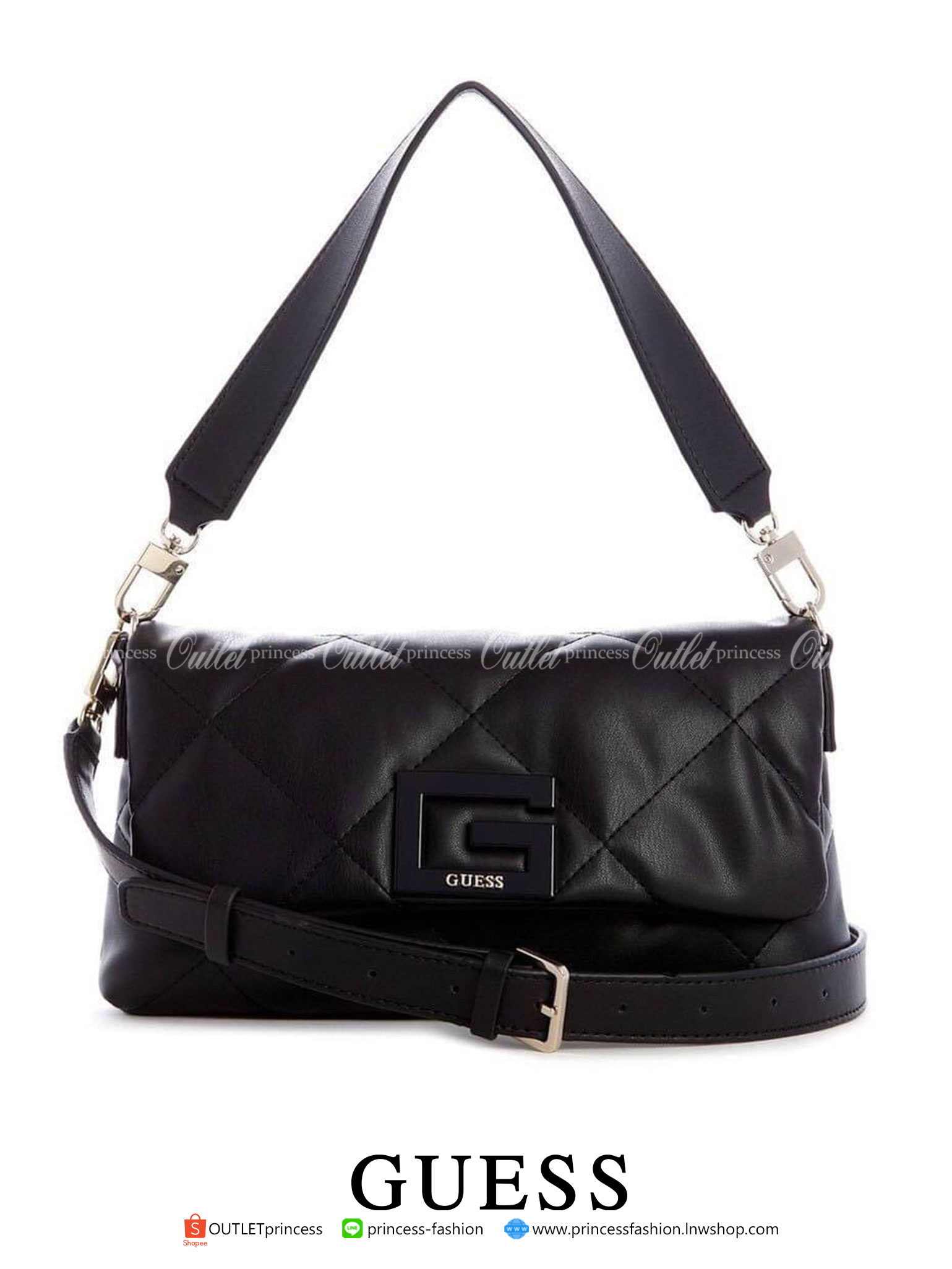 New Collection!! Guess woman’s Bag กระเป๋าสะพายรุ่นใหม่ล่าสุด รุ่นยอดนิยมสวยอยู่ทรง วัสดุหนังนิ่ม น้ำหนักเบา ด้านหน้าประดับด้วยโลโก้แบรนด์สวยโดดเด่น