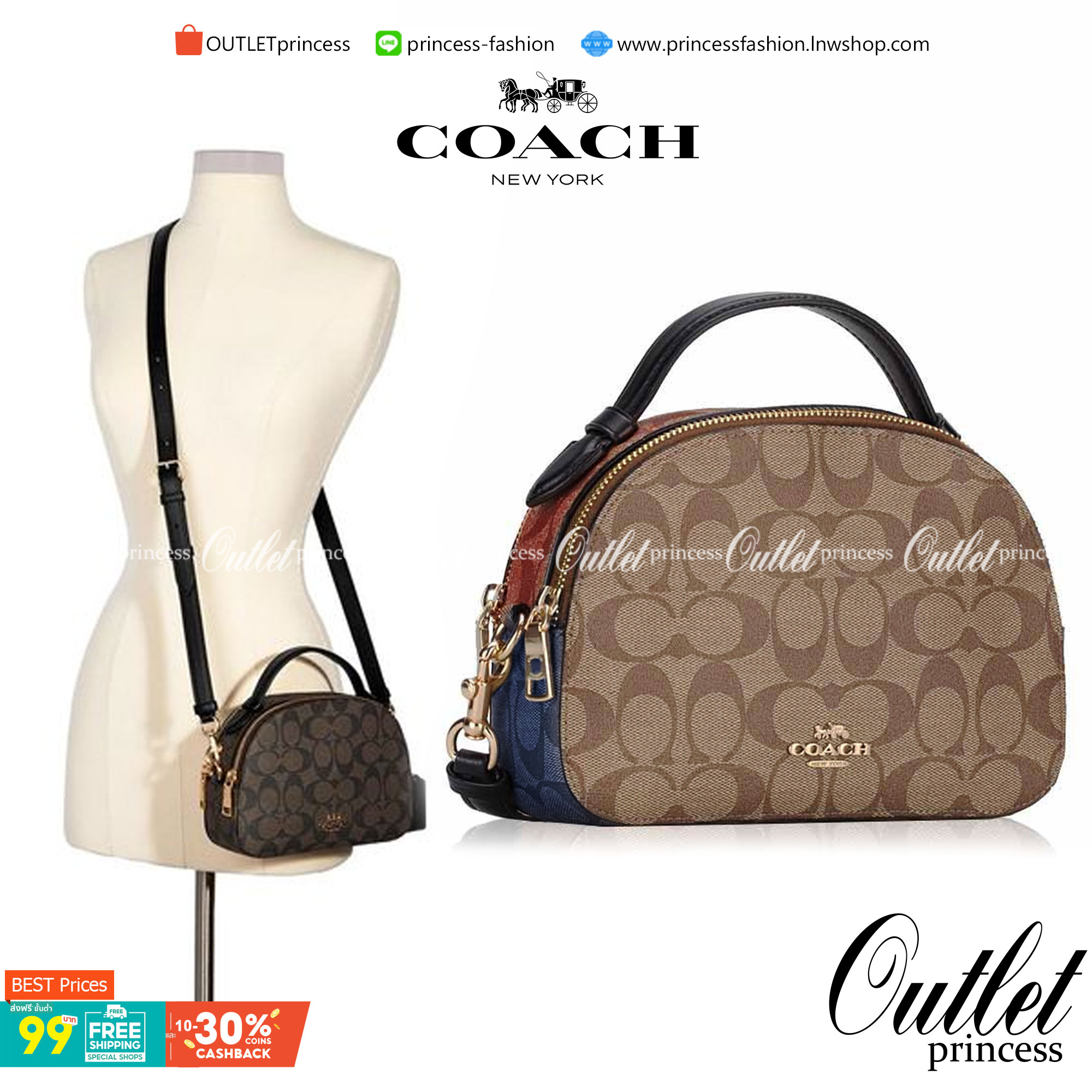 OUTLET 】COACH 1591 SERENA SATCHEL IN SIGNATURE CANVAS กระเป๋าสะพายคอลเลคชั่นยอดฮิต ดีไซน์ลุคผู้ดี ต้องยกให้น้องใบนี้เลย!! จัดสีขายดี สีลุคคุณหนูมาให้ สวยตาแตก!! วัสดุหนังแคนวาส เปิด-ปิดด้วยซิป 2 ช่องหลัก ภายในเป็นช่องโล่ง เก็บของได้แบบสบายๆ ใส่มือถือได้ทุ