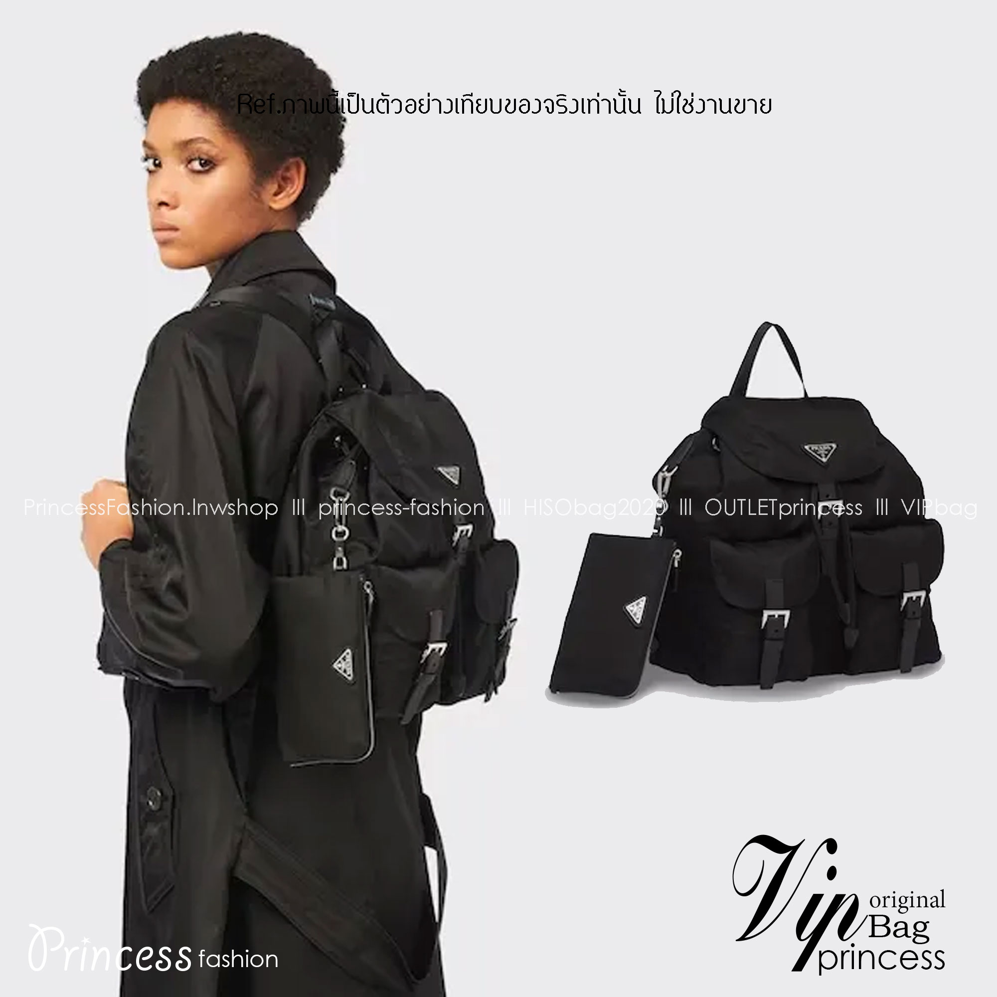 Prada Re-Nylon medium backpack with pouch / PRADA backpack พร้อมส่งที่ไทย กระเป๋าเป้ไนล่อนพราด้า **สินค้าเกรดท็อปออริจินอล 1:1 สลับแท้ ใช้งานต่างประเทศได้