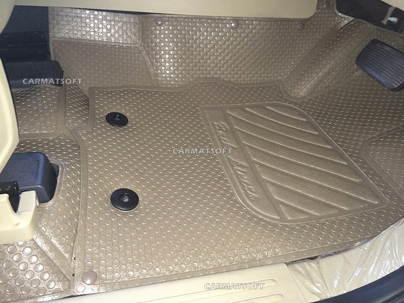 ยางปูพื้นรถยนต์ FORD EVEREST 2015-20 พรมกระดุมเม็ดเล็ก รีดขอบสีน้ำตาล เต็มคัน+ปิดเบาะตอน3