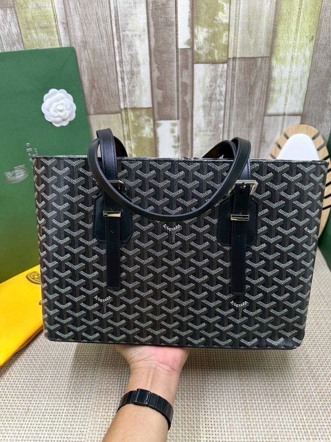 7 สี ORI หนังแท้ | GOYARD Goyardine Sac Marie Galante 35cm / Goyard Tote Bag กระเป๋าสะพายทรงโท้ท พร้อมหูจับใช้งานง่าย ภายในโล่งกว้าง หรูหราลงตัว