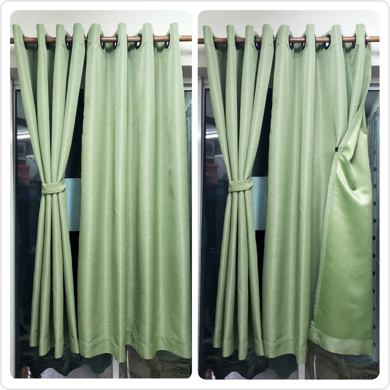 ผ้าม่าน ก.270*ส.180ซม./ผืน กันแสงUV95% ผ้าม่าน รุ่น มินิมอล(minimalist) สีเขียวเข้ม