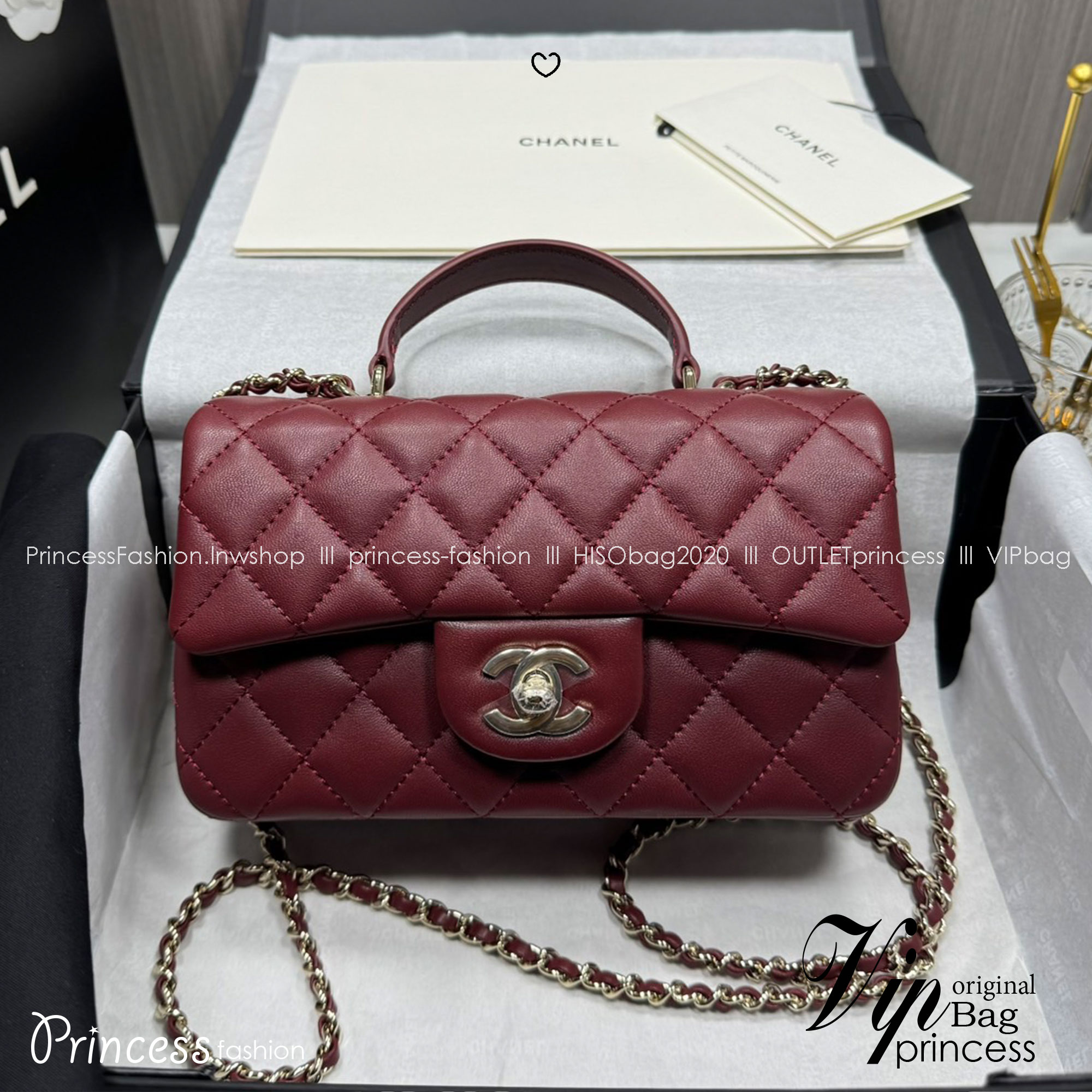 ORI | หนังแท้ Chanel Mini Classic Handbag With Top Handle กระเป๋าสะพายรุ่นคลาสสิกพร้อมหูจับถนัดมือ สวยเรียบหรู 🤍 สินค้าเกรดออริจินอล เทียบแท้