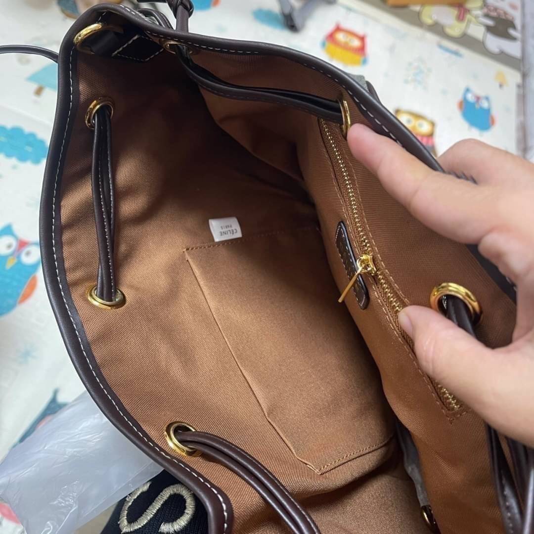 CELINE a monogram canvas bucket bag Size 10”