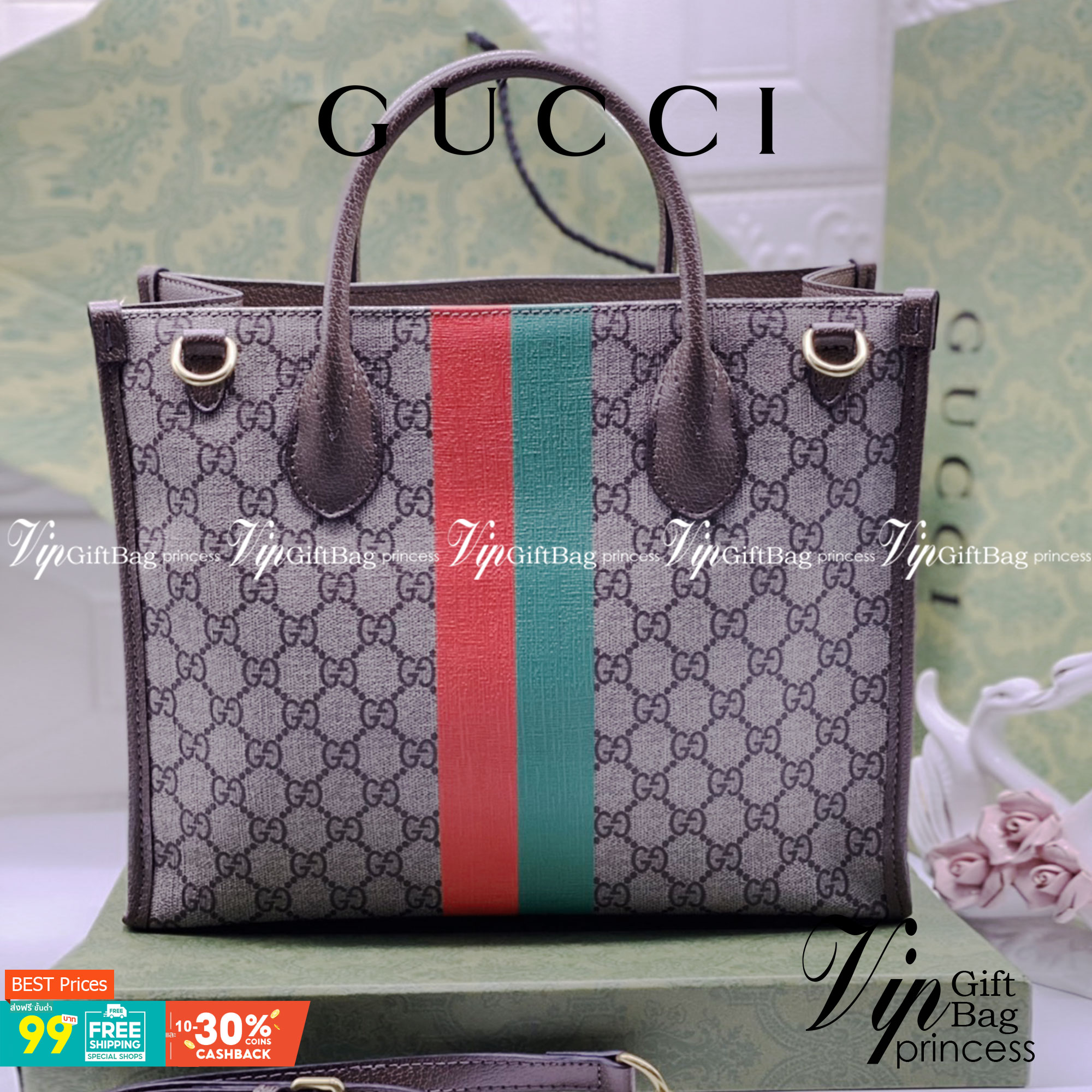 หนังแท้ Gucci Tiger GG small tote bag พร้อมส่งที่ไทย