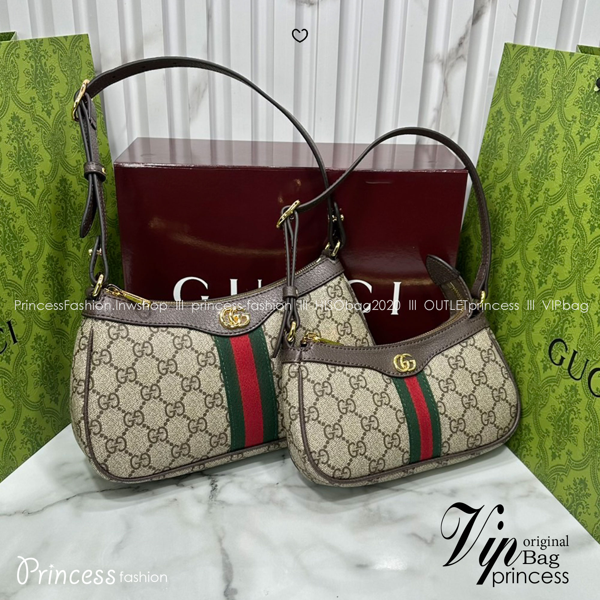 ORI หนังแท้ | GUCCI Ophidia shoulder bag กระเป๋าสะพายทรงโฮโบ คอลเล็กชั่น Ophidia ไฮไลท์รูปทรงและฟังก์ชั่นการใช้งานที่ได้รับการตีความใหม่