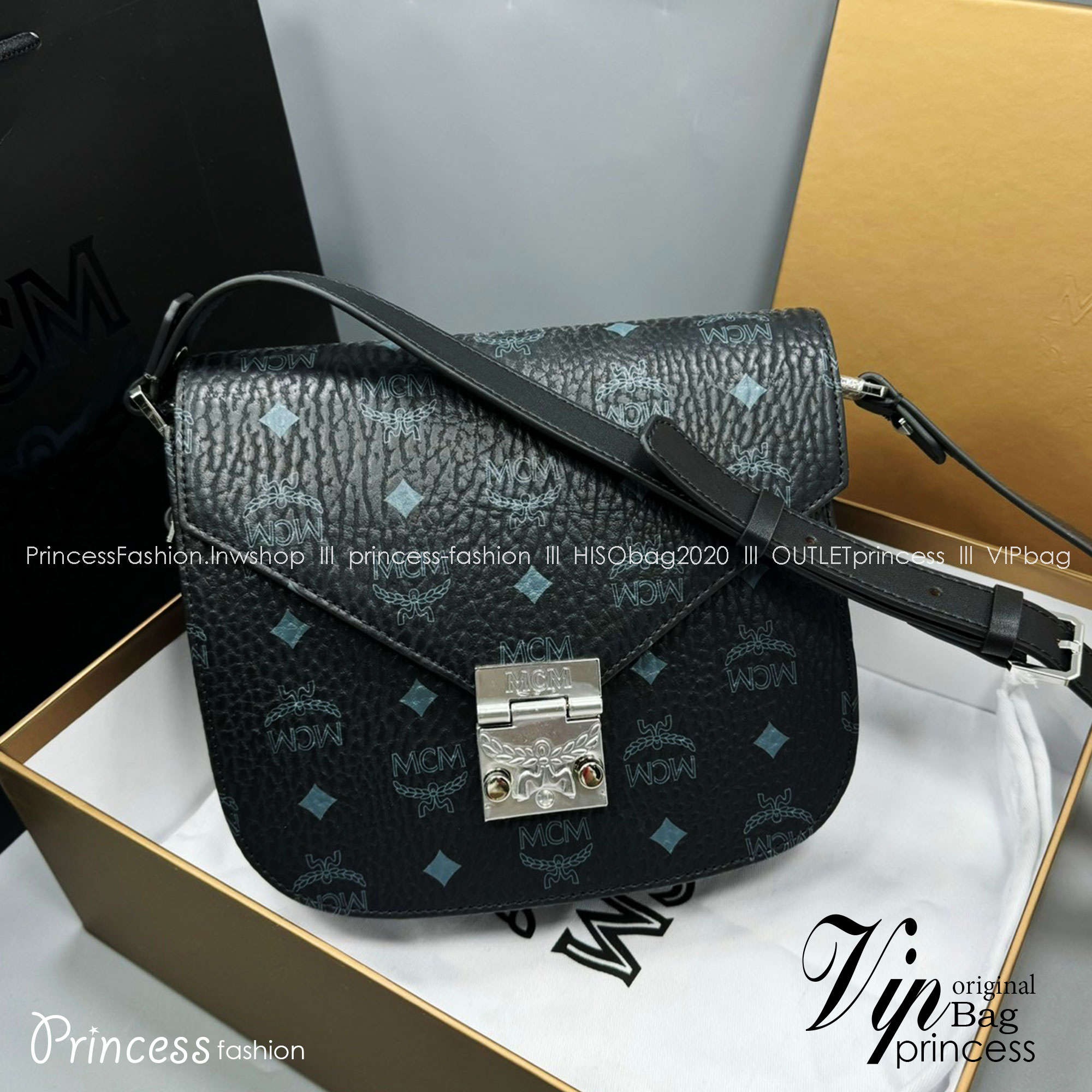 M.C.M PATRICIA SHOULDER BAG IN VISETOS กระเป๋าสะพายไหล่/ข้าง ดีไซน์ได้อย่างมีสไตล์ เกรดออริ สลับแท้ 1:1 ใช้งานต่างประเทศได้