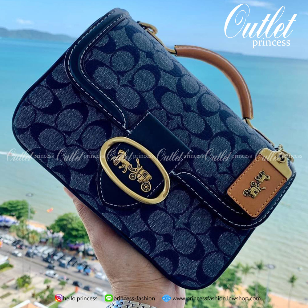 COACH RILEY TOP HANDLE 22 IN SIGNATURE CHAMBRAY