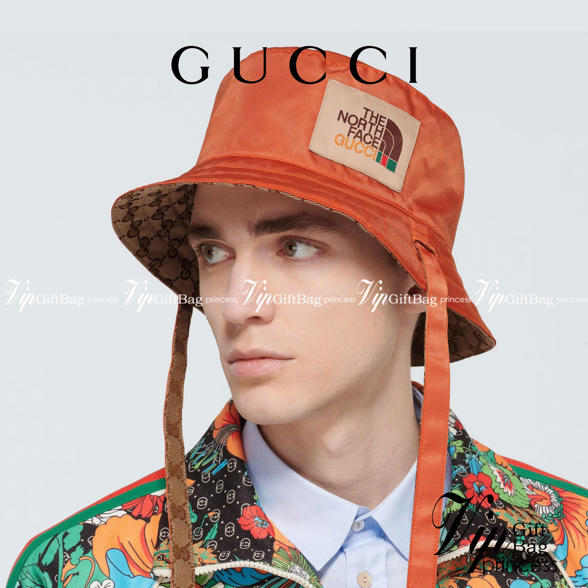 The North Face x Gucci GG canvas hat พร้อมส่งที่ไทย หมวกผ้าแคนวาสใส่ได้ 2 ด้าน พร้อมสายรัดคางเส้นยาว งานปักละเอียดคมชัด เกรดออริจินอล สวย คุ้มค่าค่ะ