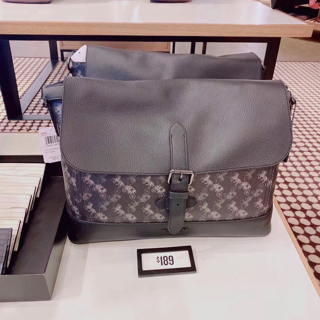 COACH HUDSON MESSENGER WITH HORSE AND CARRIAGE PRINT (COACH 89955) กระเป๋าสะพาย Coach ผู้ชาย ทรงสีเหลี่ยมใส่เอกสาร ใส่ Notebook ใส่Labtop ✅วัสดุแคนวาสลายรถม้า+หนังแท้