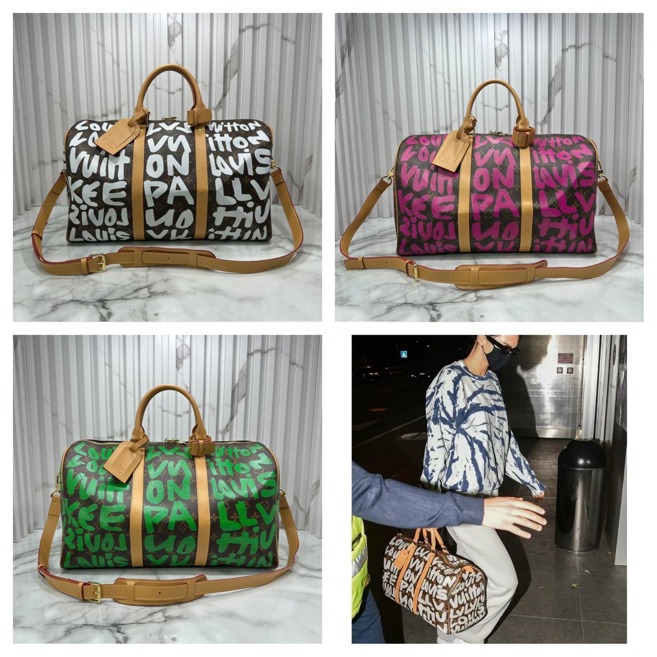 ORI หนังแท้ | LV Stephen Sprouse Graffiti Keepall 42cm กระเป๋าสะพายทรงคีฟออลใบใหญ่ ลวดลายตัวอักษรกราฟฟิกเต็มใบ