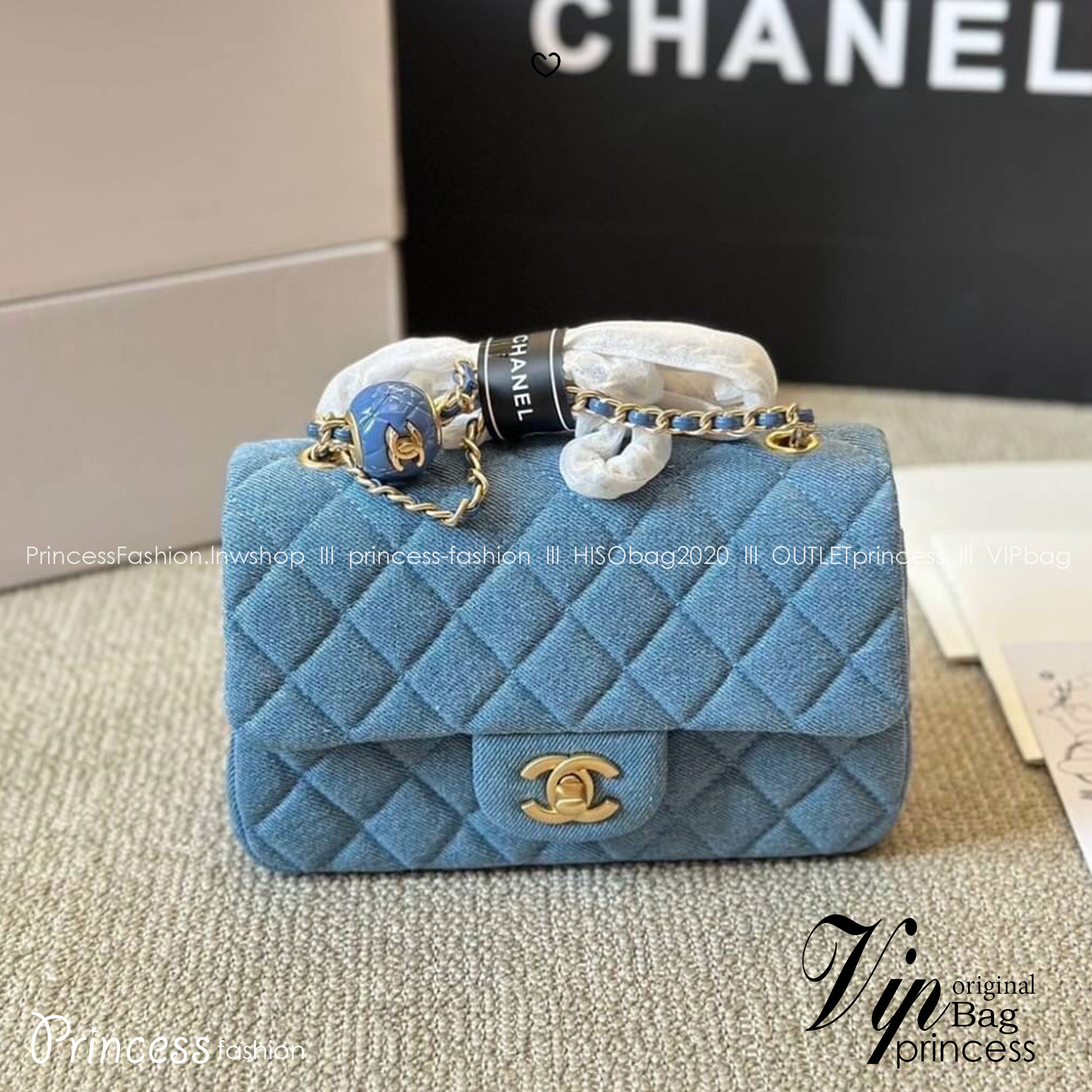 Chanel Blue Denim CC Pearl Crush Mini Bag / Chanel Classic mini denim bag กระเป๋าสะพายทรงคลาสสิกเดนิม ไอเท็มเข้าใหม่ที่ต้องรีบมีสวยก่อนใคร รับรองคุ้มค่าและถูกใจแน่นอนน้า
