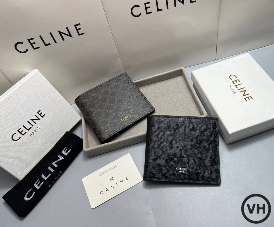ORI หนังแท้ | CELINE Bi-fold Wallet / CELINE Wallet กระเป๋าสตางค์ใบสั้น กระเป๋าสตางค์ซีลีนผู้ชาย