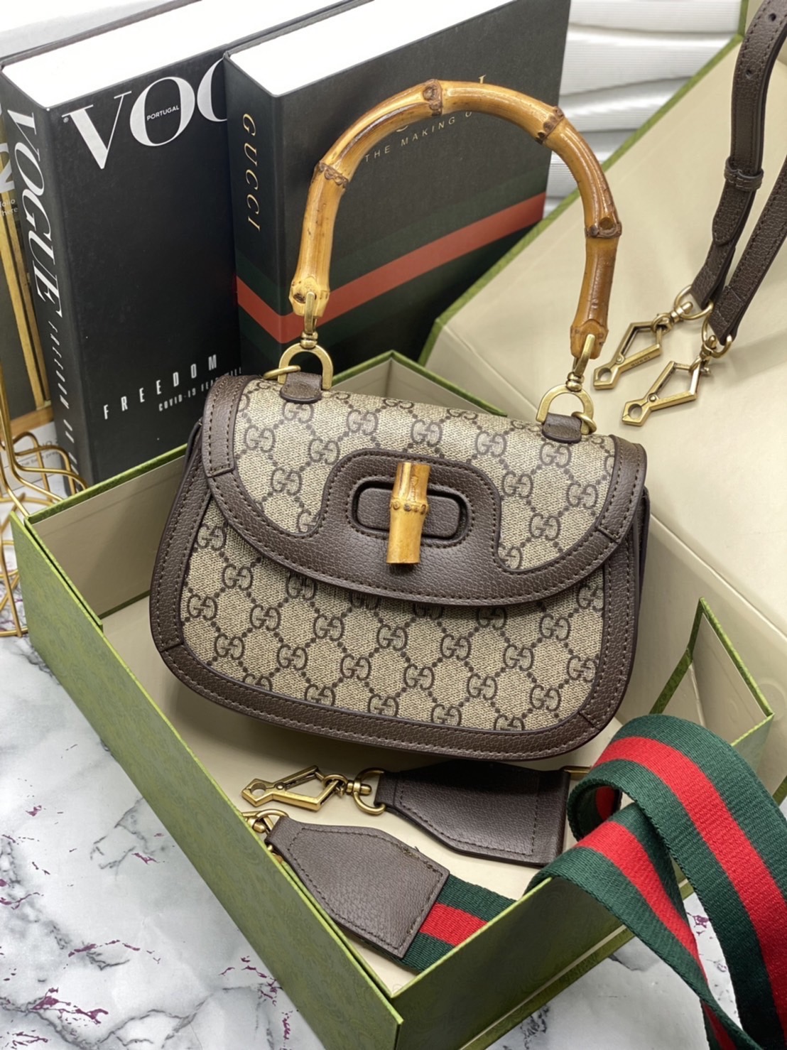 หนังแท้ Gucci Bamboo 1947 small top handle bag พร้อมส่งที่ไทย