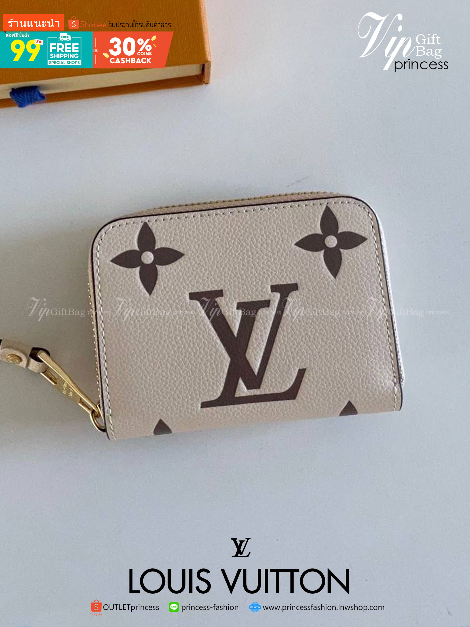 พรีเมี่ยมกิ๊ฟแท้ 100% 】Louis Vuitton wallet zippy หนังแท้ กระเป๋าซิปใบสั้น ใบเล็กน่ารัก