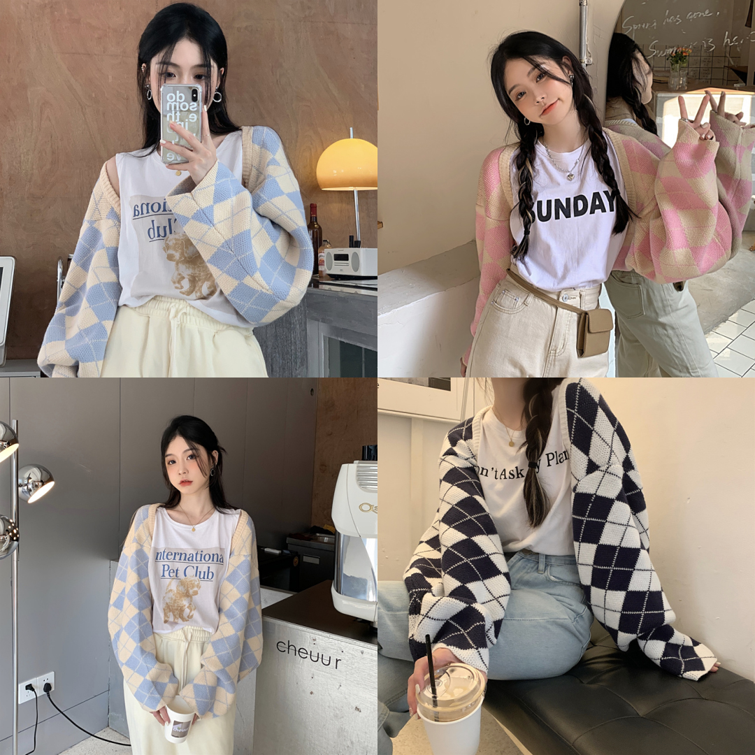 พร้อมส่ง 3 สี 🦋☀️ Ice cream sweater เสื้อคลุมแขนยาวลายสวยมาก (IN36068)