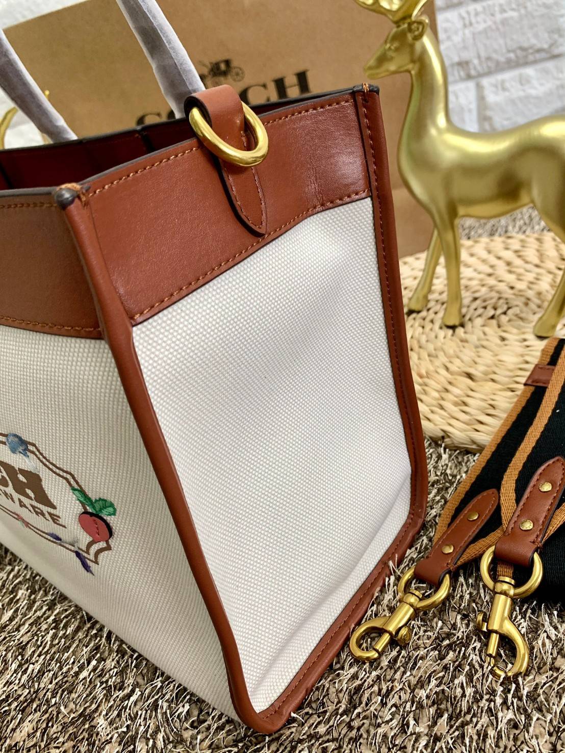 COACH Field Tote 30 in Canvas & Leather LIMITED EDITION COACH X HBC COLLECTION