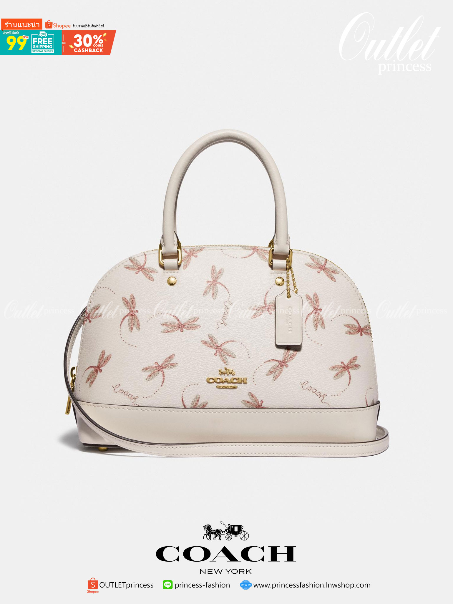 COACH MINI SIERRA SATCHEL WITH DRAGONFLY PRINT (F78728) พร้อมส่งที่ไทย รุ่นต้องมีค่ะ! กระเป๋าทรงโดม หนังแท้นิ่ม น้ำหนักเบาคะ 🦋ตัวกระเป๋าลายแมลงปอทั้งใบ สวยมากๆค่ะ